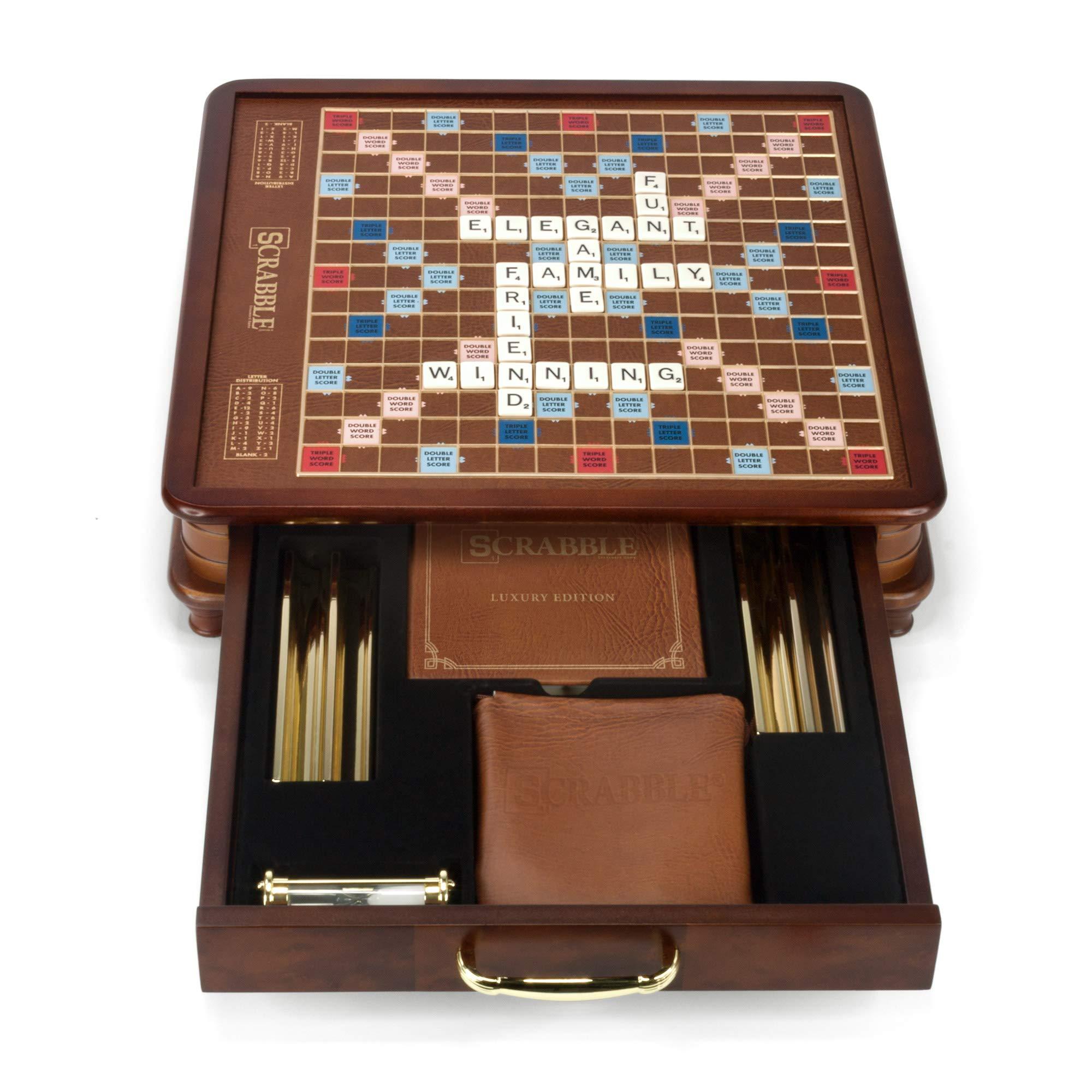 WS Game Company WS Game Company Scrabble Luxury Edition with Rotating Wooden Game Board