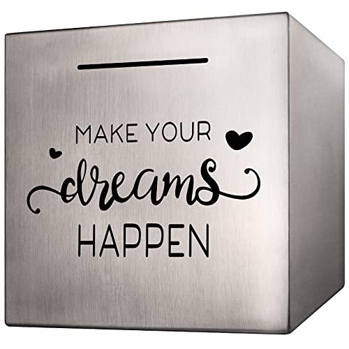 HuaArt Piggy Bank Made of Stainless Steel, Piggy Banks for Adults Coin Bank ,Can Only Save The Piggy Bank That Cannot be Taken Out (7.8"X7.8"X7.8")