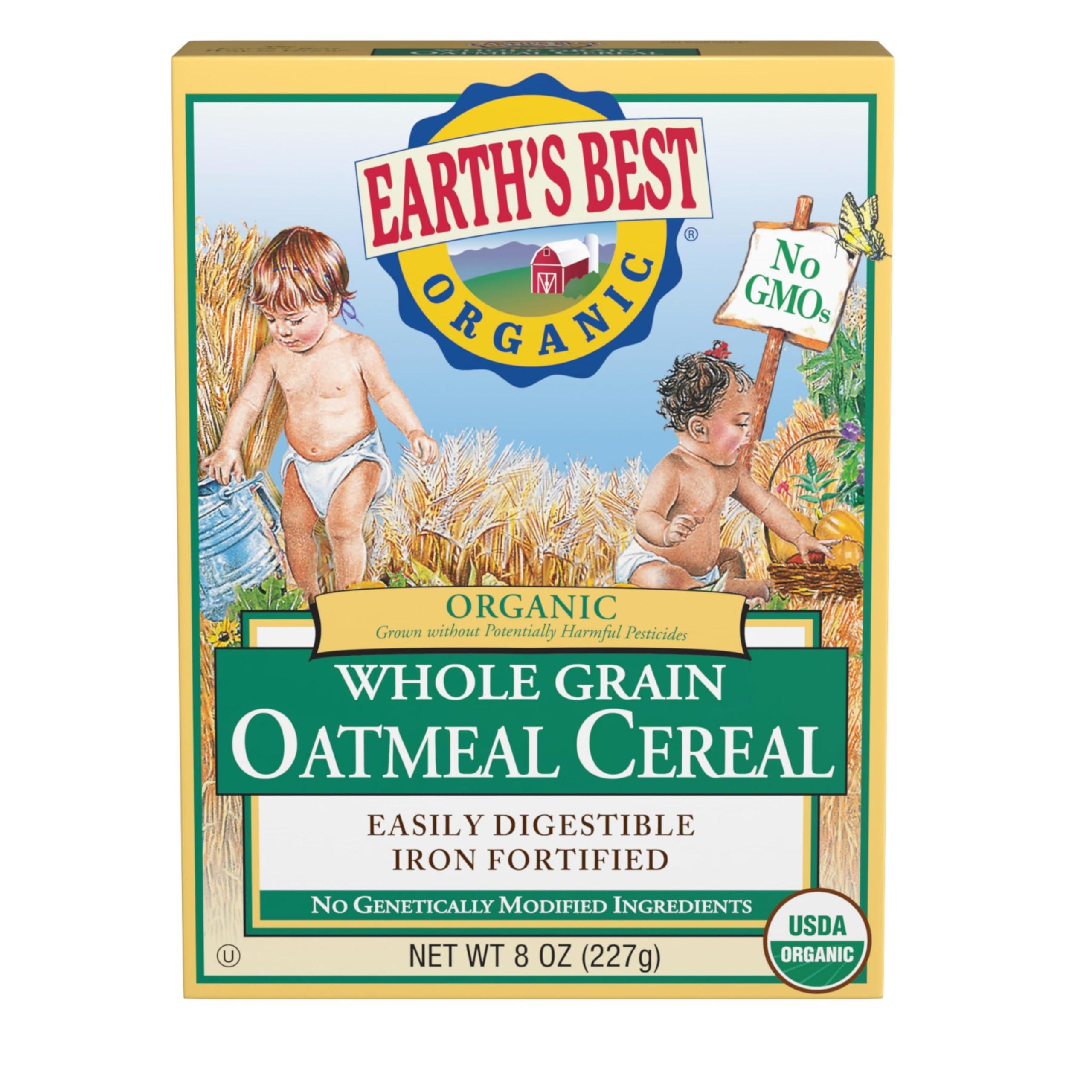 Earth's Best Earth's Best Organic Baby Food, Whole Grain Oatmeal Cereal, Non-GMO, Easily Digestible and Iron Fortified 8 oz Box