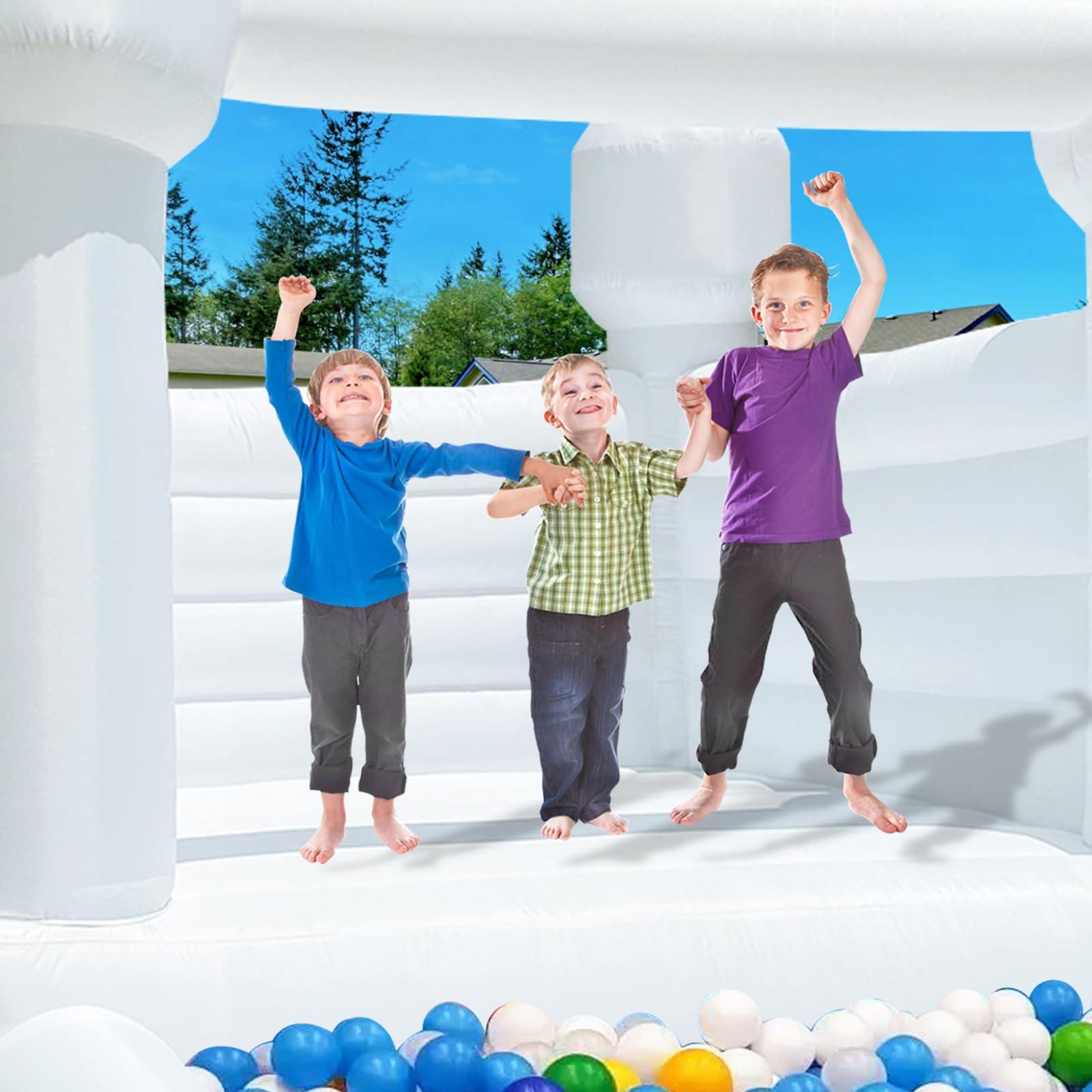 Connsann White Bounce House with Ball Pit 120x96x96 inch ASTM Certified White Bouncy Castle for Memorable Birthday Parties & Event (White, 11x8x7.8FT)
