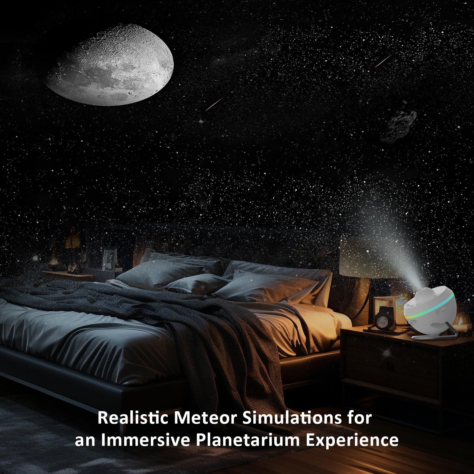 Ainael Ainael Galaxy Projector, Star Projector Planetarium Night Light Lamp Ceiling Space Starry Sky Projector with Light Strip Meteor and Galaxy Projector for Kids Bedroom Birthday Christmas Gift (White)