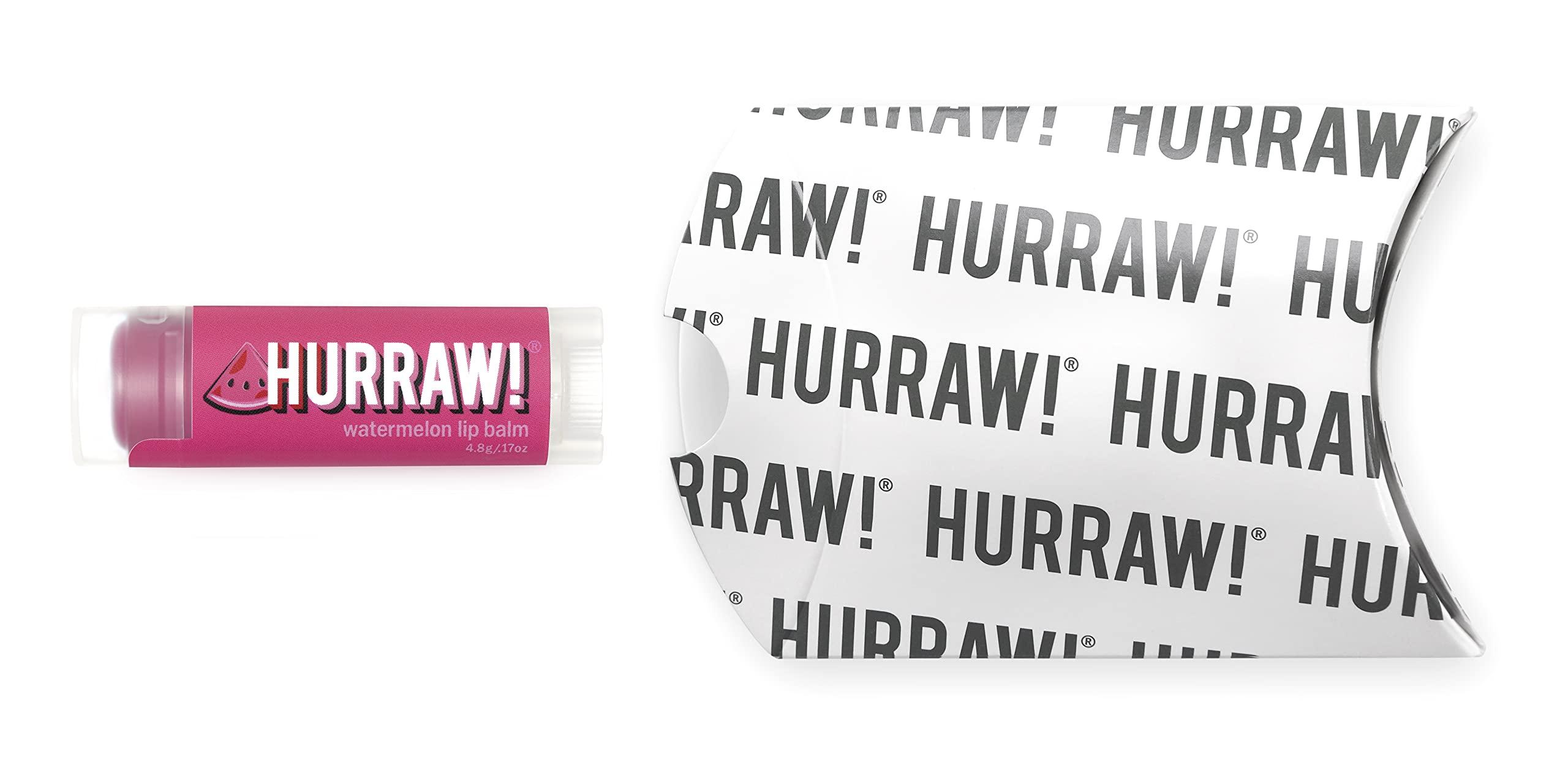 HURRAW! Hurraw! Watermelon Lip Balm: Organic, Certified Vegan, Cruelty and Gluten Free. Non-GMO, 100% Natural Ingredients. Bee, Shea, Soy and Palm Free. Made in USA