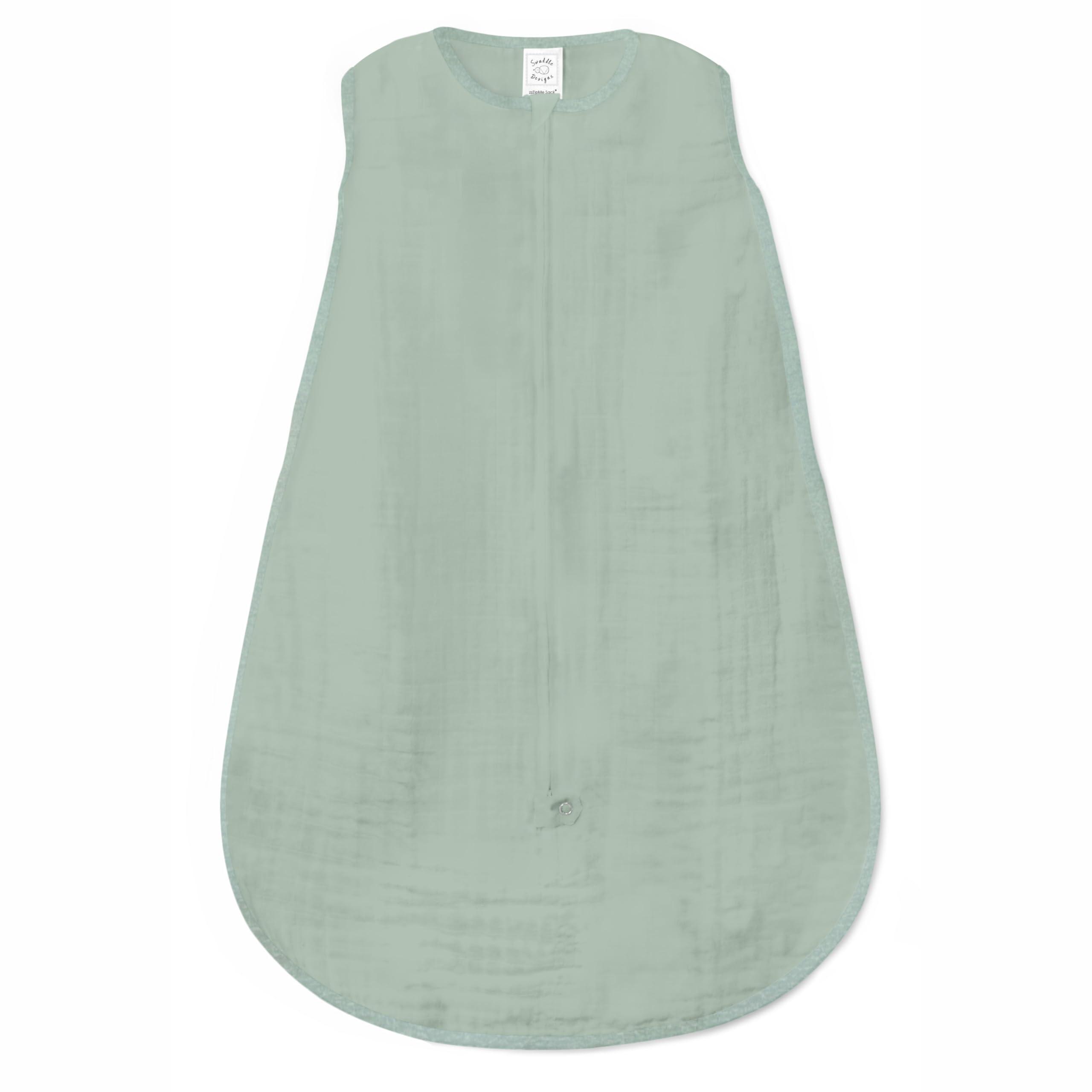 SwaddleDesigns SwaddleDesigns Baby Sleep Sack Set, Gray Stripes and Jade, 3-6 Mo Transitional Swaddle Sack with Arms Up Half-Length Sleeves & Mitten Cuffs and 0-6 Mo Cotton Muslin Sleep Sack with 2-Way Zipper