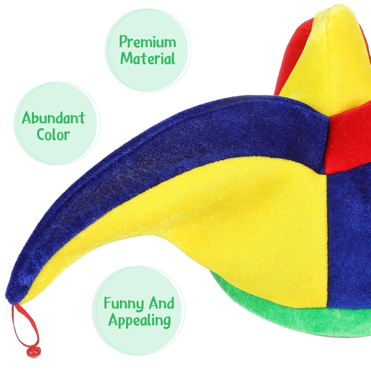 Didiseaon 2Pcs Jester Hat Jester Clown Hat with Bells, Funny Headwear Jester Costume Accessory for Halloween Mardi Gras Carnival Mexico Festival Party Decor