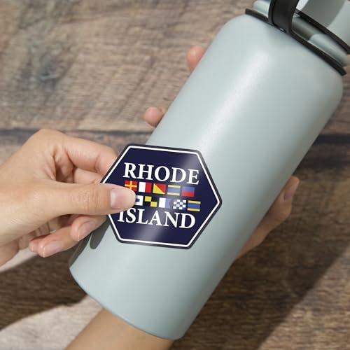 Lantern Press Die Cut Sticker Rhode Island, Nautical Flags, Vinyl Sticker 3 to 6 inches, (Waterproof Decal for Cars, Water Bottles, Laptops, Coolers), Large