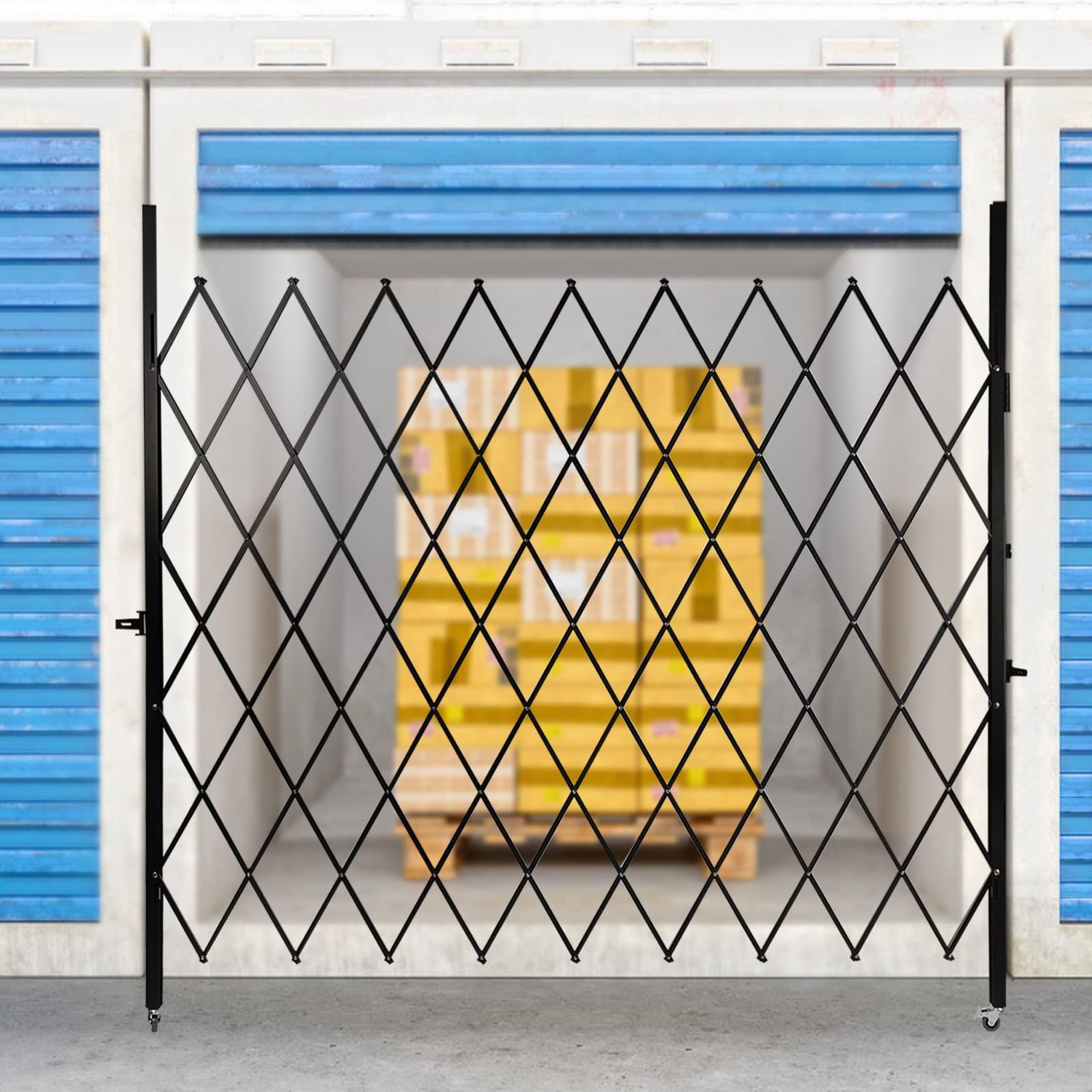 FFanhia Single Folding Security Gate 7.22'H x 7.5'W Folding Door Expand Gate Security Scissor Gates Accordion Security Gate with Padlock for Basements Garages Storefronts Factories