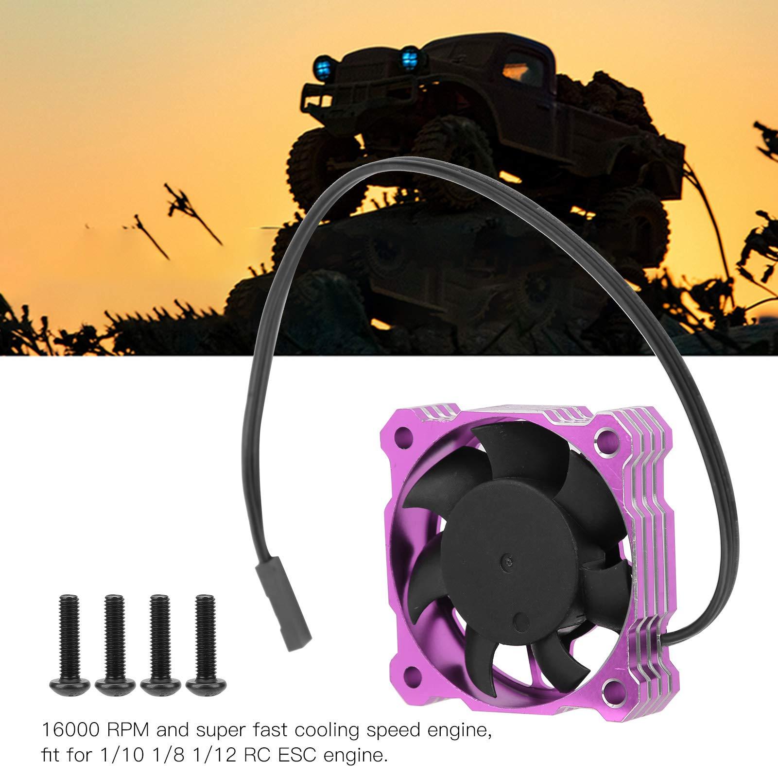 Gavigain Gavigain RC Cooling Fan, 40mm Motor Cooling Fan for RC Cars 16000RPM Brushless ESC Alluminum Motor Cooling Fan High Speed RC Cooling Fan for RC Vehicles (Purple)