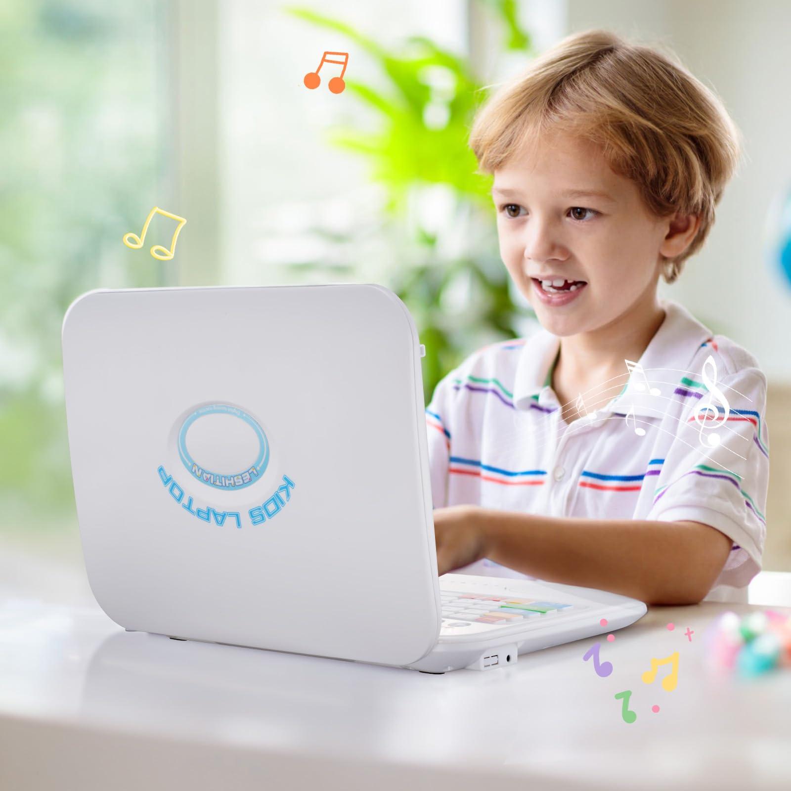 LESHITIAN Kids Laptop - 80 Learning Modes to Learn Alphabet, Words, Mathematics, Play Games and Music - Educational Learning Computer for Kids Ages 5+