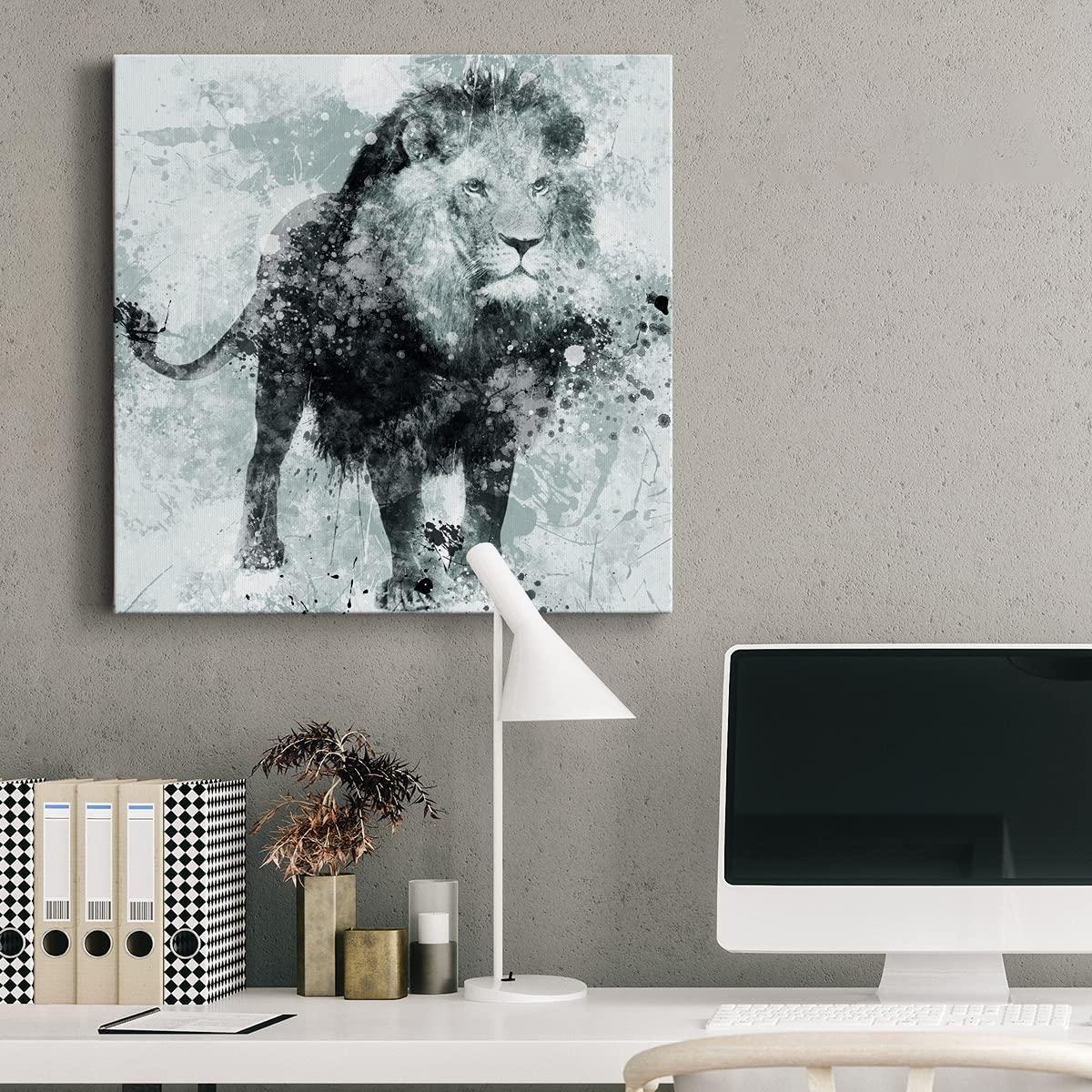 Renditions Gallery Renditions Gallery Canvas Wall Art Animals Theme for Home Dcor, Lion Wall Art, Ready to Hang, 16'' x 16'', (AZS-WC07-15593-R-1616-SC)
