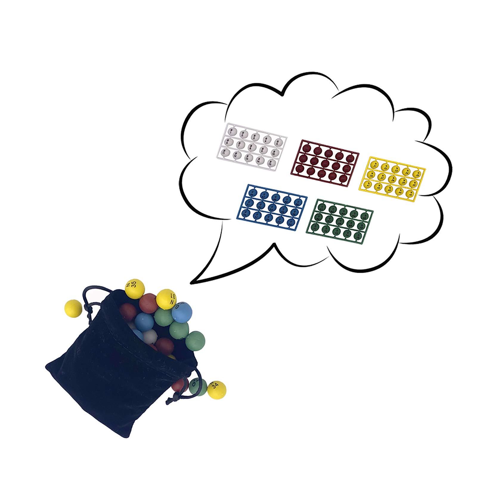 JUNWRROW JUNWRROW Deluxe Bingo Game Set with 6 Inch Cage, Master Board,75 Colored Balls a Bag, 50 Cards, and 500 Color Mix Chips Ideal for Large Groups