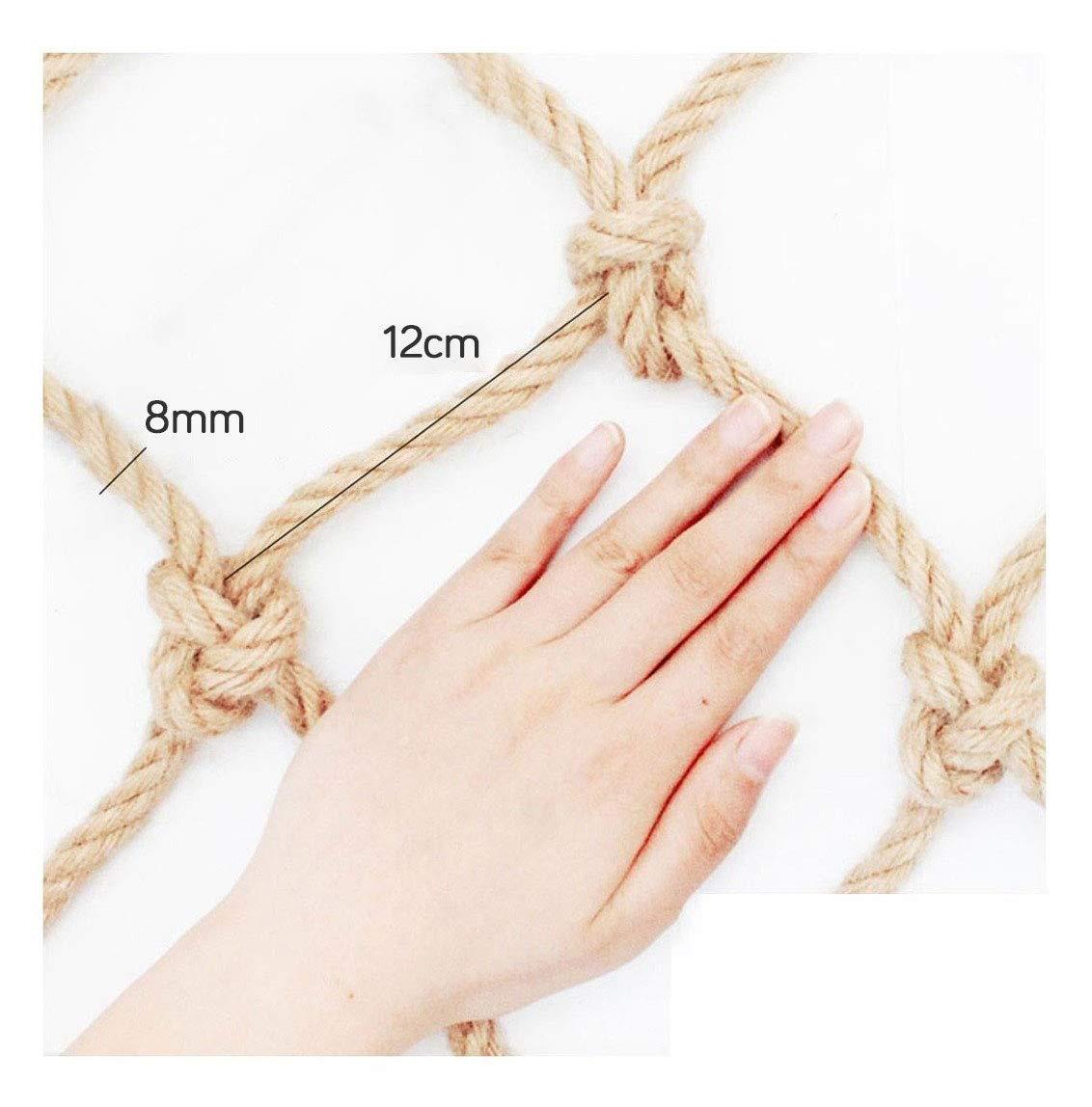 GERYUXA Safe Net Balcony Stair Protection Anti-fall Net Child Safety Net Safety Netclimbing Netrope Ladderhemp RopeAnti-fall Stair NetsFence NetsScenic Fence Protect(Size:2x4m(6.6x13ft),Color:Hemp rope net)