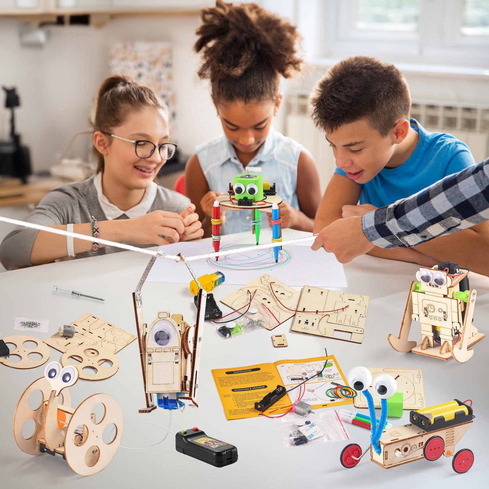 Yutin STEM Robots Kits for Kids Ages 5-7 8-10, Wood Building Art Crafts Kits for Boys 6-8 8-12, 3D Wooden Puzzles Robotics Models, Science Woodworking Projects STEM Toys Gifts for Boy 6 7 8 10 12 Year OId
