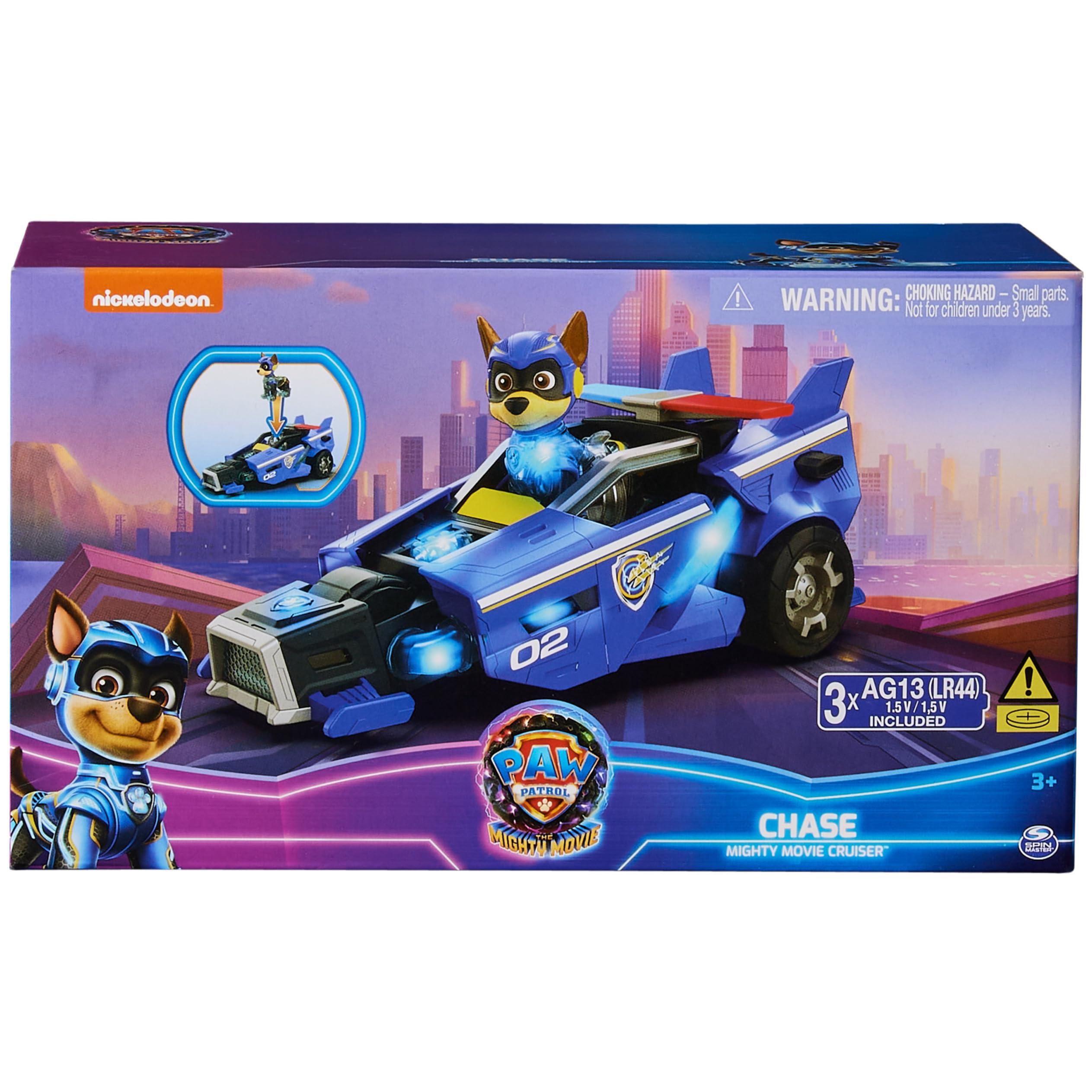 Paw Patrol Paw Patrol: The Mighty Movie, Toy Car with Chase Mighty Pups Action Figure, Lights and Sounds, Kids Toys for Boys & Girls 3+
