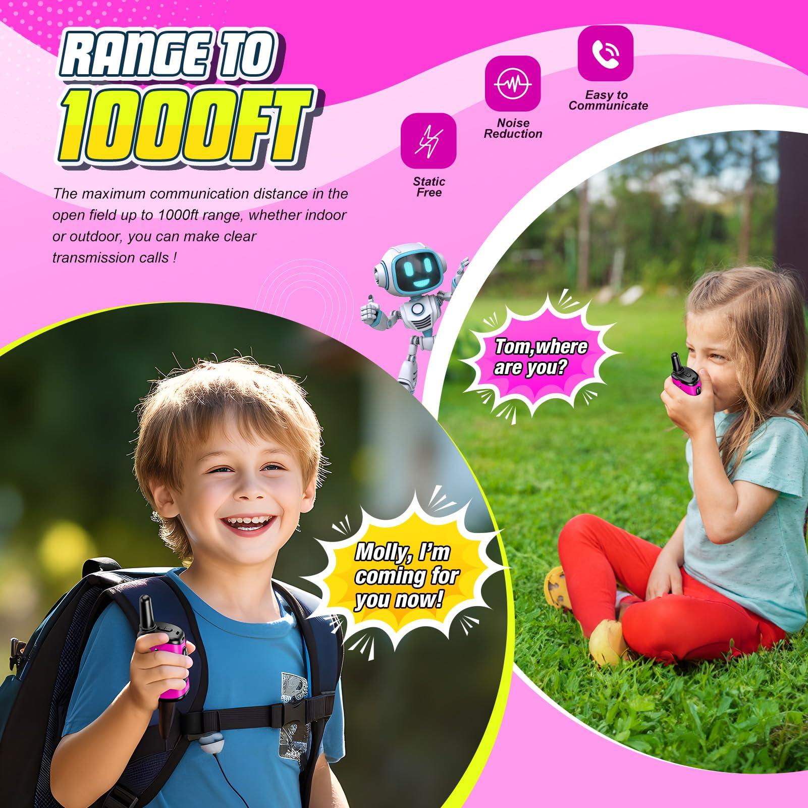 comedyfun Kids Walkie Talkies Toys for Girls: comedyfun Mini Robots Walkies Talkies Pink 2 Pack Easter Birthday Gifts for 3 4 5 6 7 8 Year Old Girls Toys for 4 5 6 7 8 Year Old Camping Outdoor