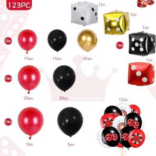 LOHO MAGICA 123 PCS Casino Theme Balloon Garland Arch Kit with Game Night Poker Card Latex Balloon for Casino Royale Birthday Las Vegas Night Hollywood Theme Party Decorations