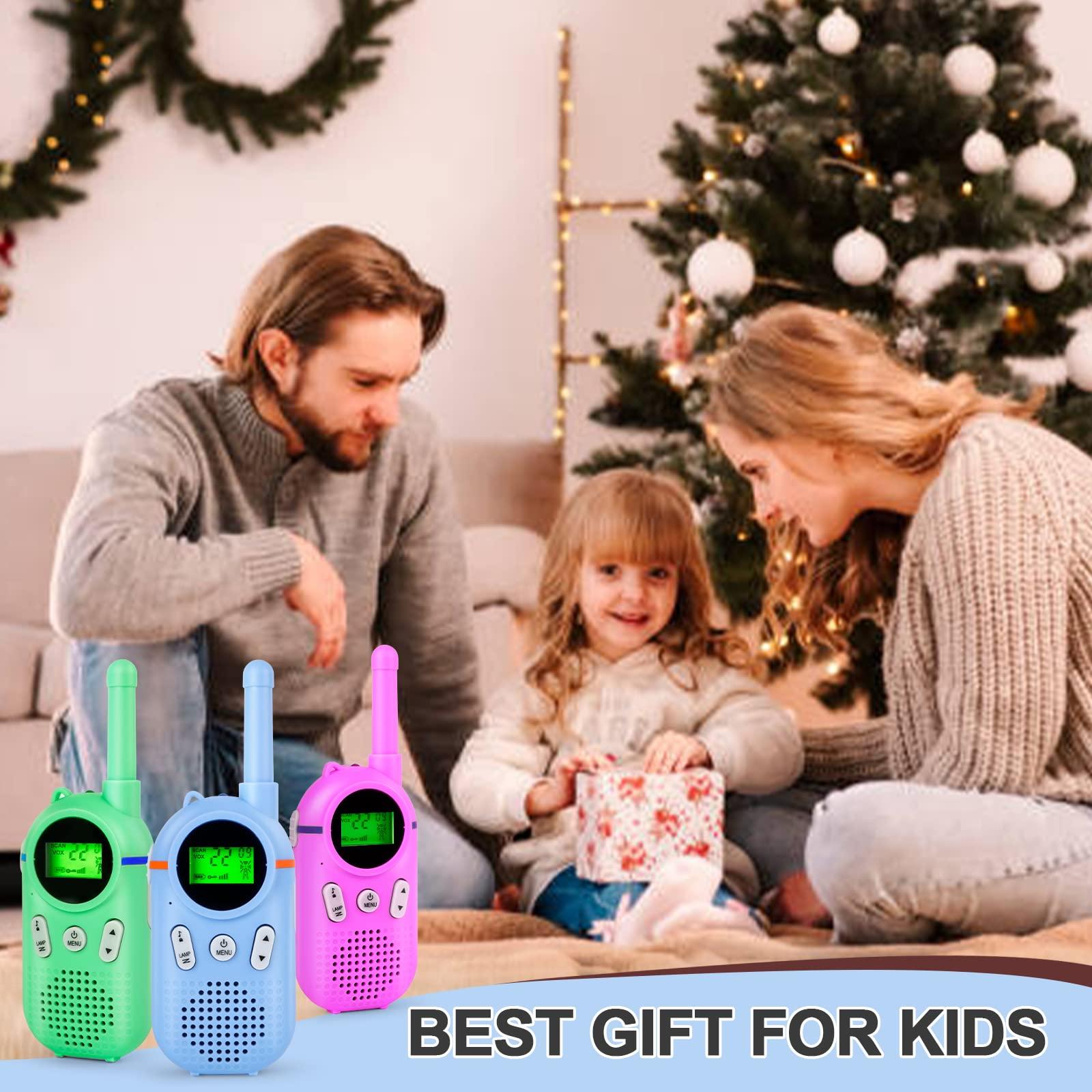 Wcfish Walkie Talkies for Kids Rechargeable 3 Pack, Providing 48hrs Working Time and Long Range of 3KMs, Best Gift for Kids Aged 3-12 Years (Blue+Green+Purple)