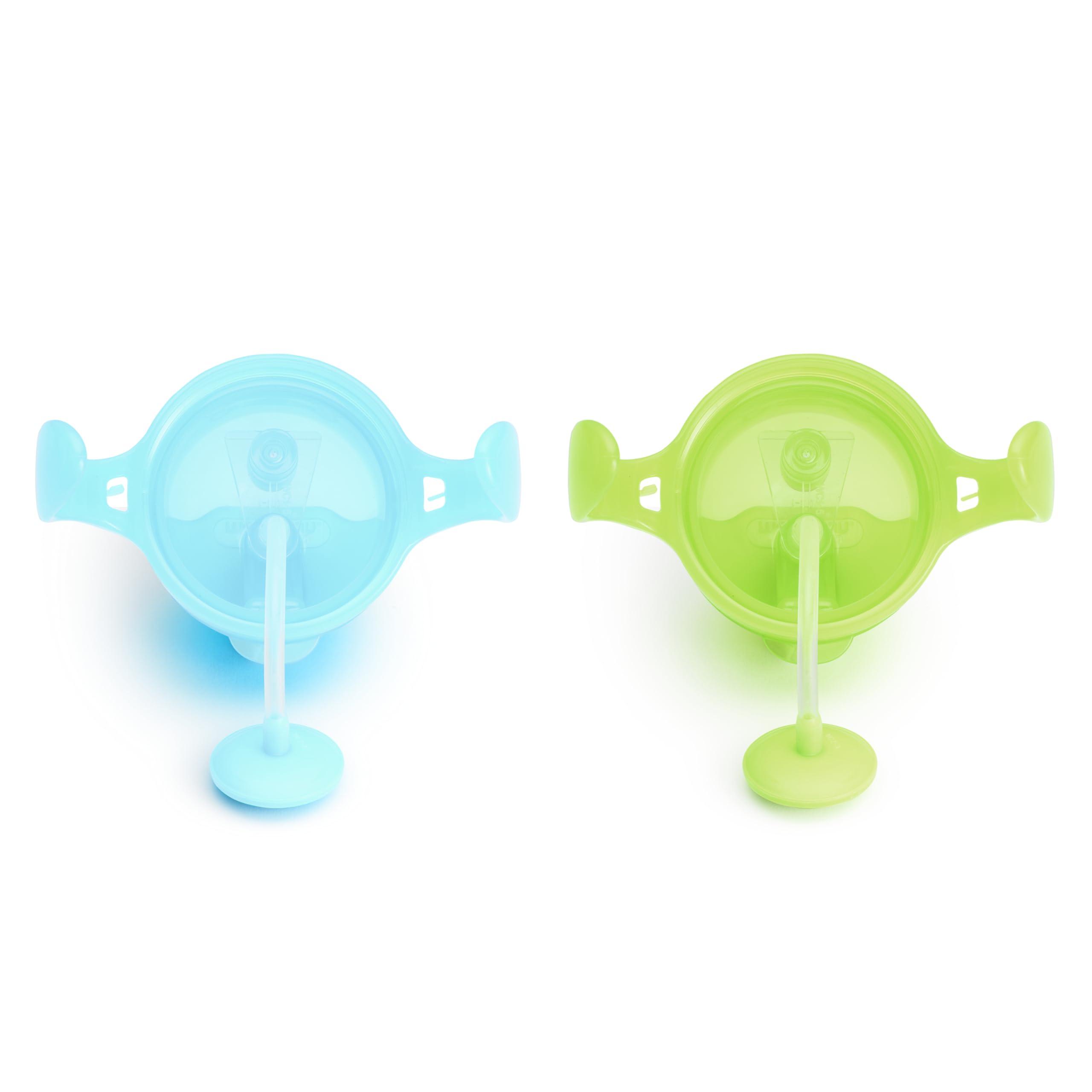Munchkin Munchkin Any Angle Sippy Cup for Toddlers, Weighted Straw Trainer Cup with Click Lock Lid, 7 Ounce, 2 Pack, Blue/Green