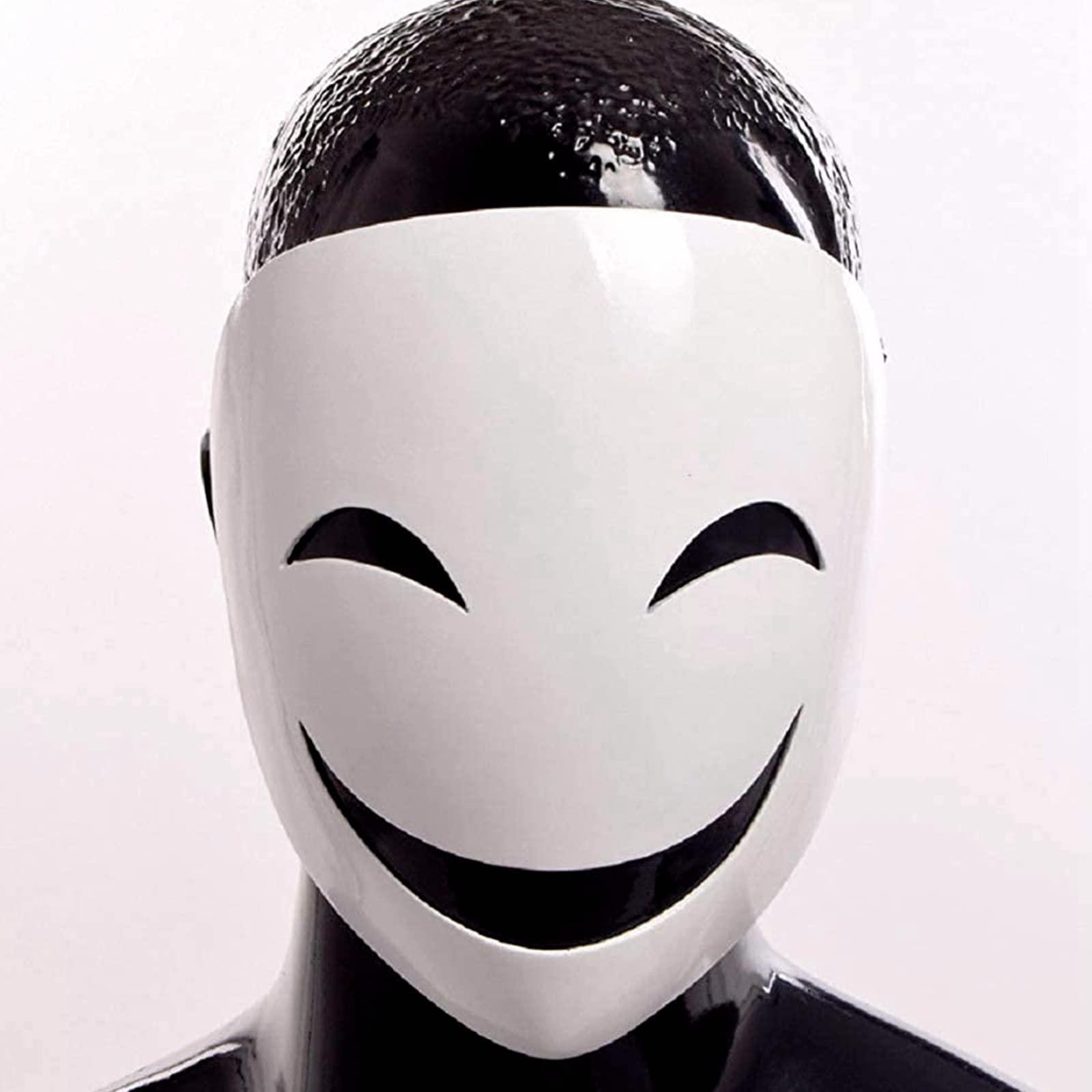 CAFELE CAFELE Japanese Anime Mask High-Rise Invasion Masks Cosplay Sniper Tenkuu Shinpan White Smile Mask Halloween Party Costume Props (02#)