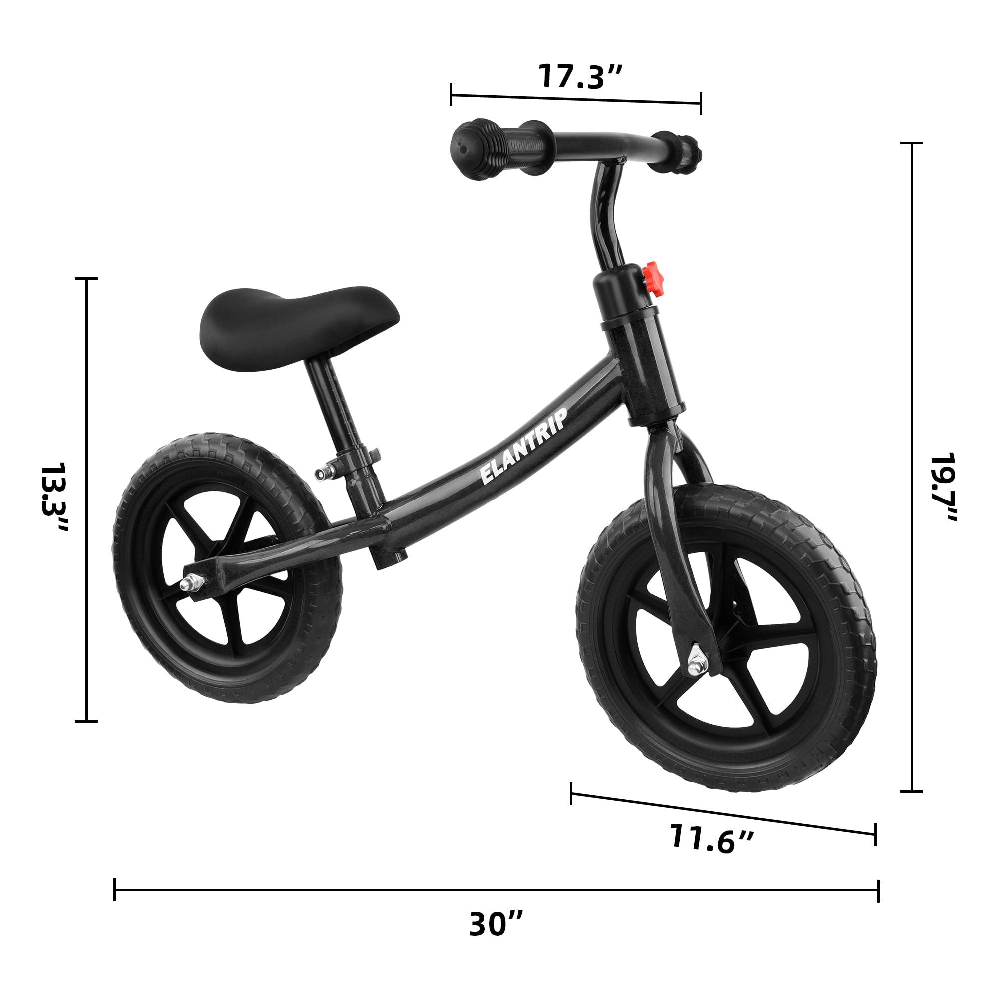 Elantrip Elantrip Balance Bike, Lightweight Black Toddler Bike for 1-3 Year Old Boys, Birthday Gift Toys for 1-3 Year Old Boys and Girls, No Pedal Bikes for Kids with Adjustable Handlebar and seat