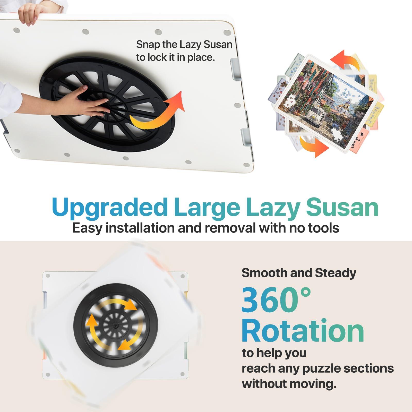 Playboda Playboda 1500 Pieces Rotating Plastic Puzzle Board with Drawers and Cover, 35"x27" Portable Spinning Jigsaw Puzzle Table for Adults, Upgraded Lazy Susan, Ideal Gift for Mum