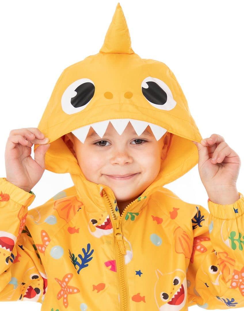 Baby Shark Baby Shark Kids Puddle Suit | Boys & Girls All In One Rain Coat | Yellow Long Sleeve with Cuffs Play Walking Jacket