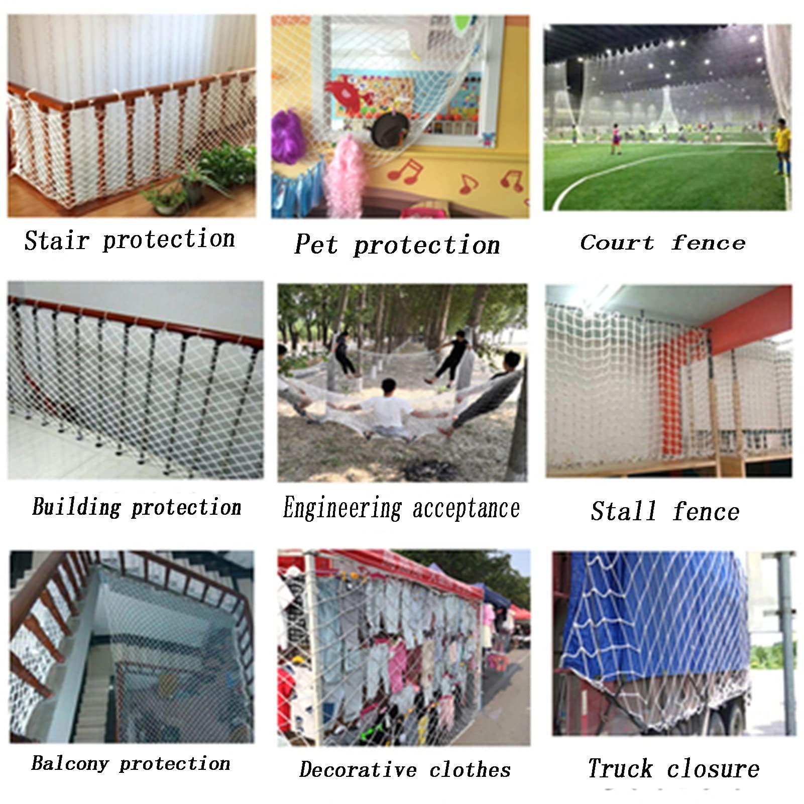 KFGDFD KFGDFD Nylon Rope Safety Net Construction Protection Fall Prevention Net High-Strength Polyester White Horizontal Pocket Net Flame Retardant Nylon White Net Color : 5cm mesh, Size : 2x5m(7x16ft)