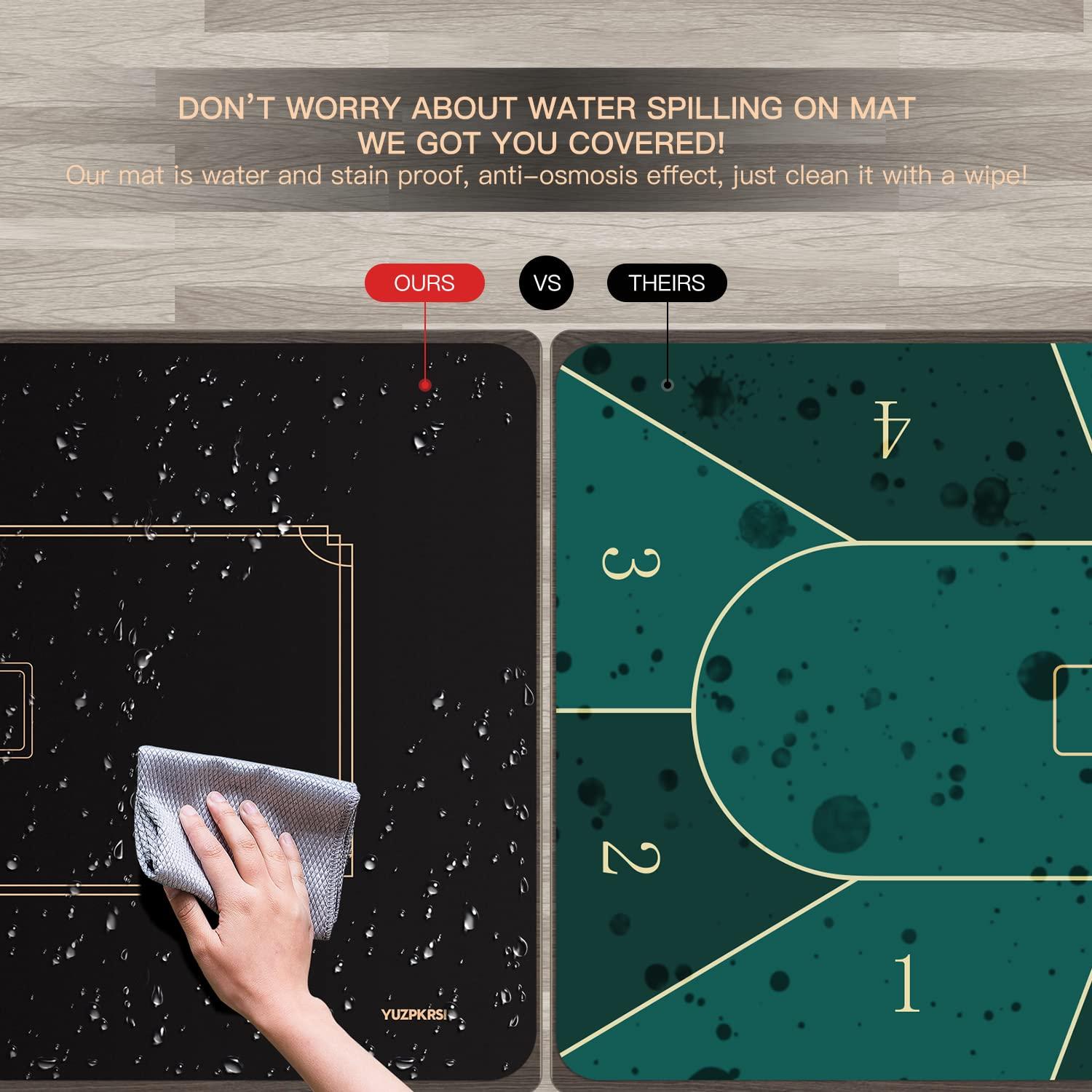 YUZPKRSI YUZPKRSI Texas Hold'em Poker Mat, 6 Players Poker Table Mat Water Repellent, Portable Poker Table Top Topper with Thicken Carrying Bags for Poker Games, Blackjack, Casino, 47 x 24 Inch