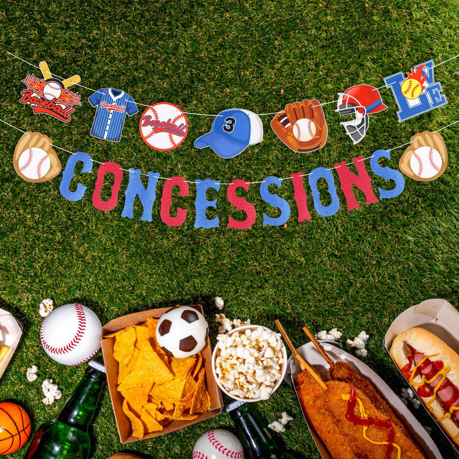 PEUTIER 2pcs Baseball Banner, Triangle Bunting Pennant Flag Pre-Strung Baseball Party Decorations Baseball Birthday Concessions Supplies for Sports Themed Party Backdrop