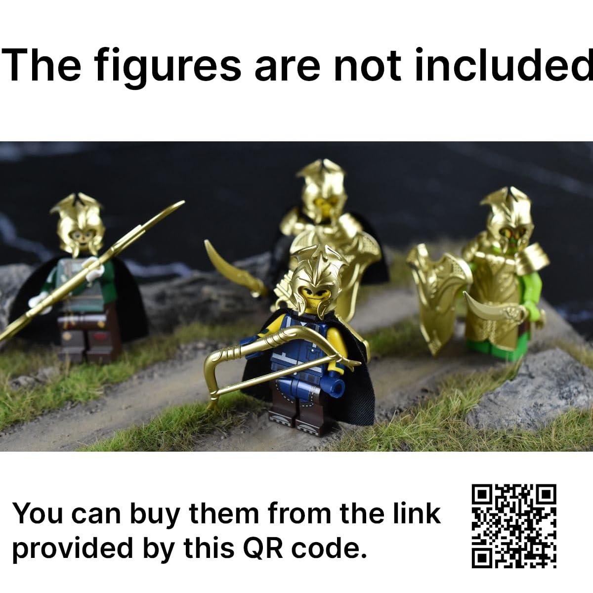 MAGMA BRICK MAGMA BRICK Elf Metalic Gold and Rose Gold of Lances, Bows, Sword, Helm and Armour for Major Brand Building Block Minifigure 72 PCS