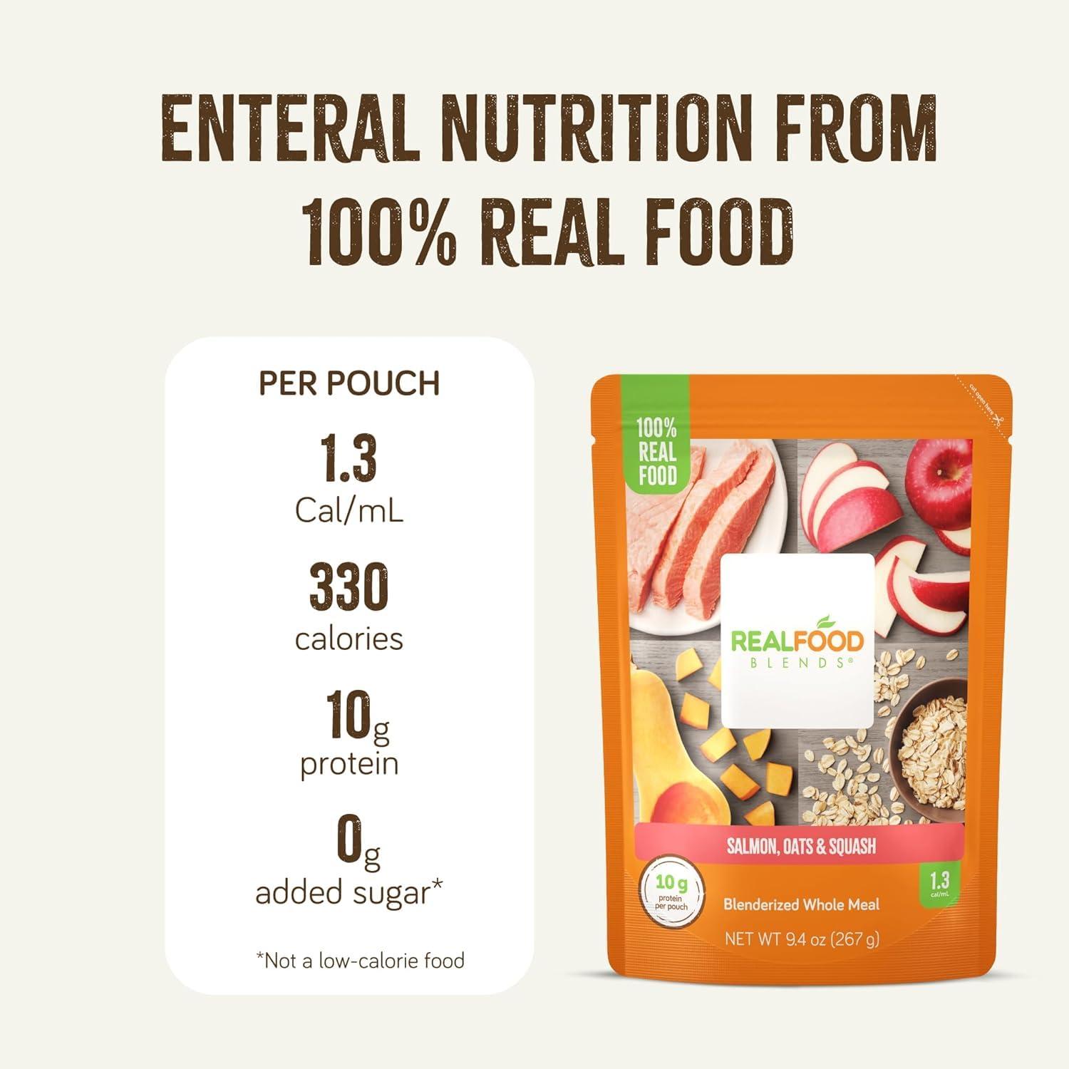 REAL FOOD BLENDS Real Food Blends Variety Pack - Pureed Food Meals for Tube Feeding with Protein, Vegetables & Fruits - 320340 Calories Per Pouch for Lunch & Dinner - 9.4 oz (Pack of 12)
