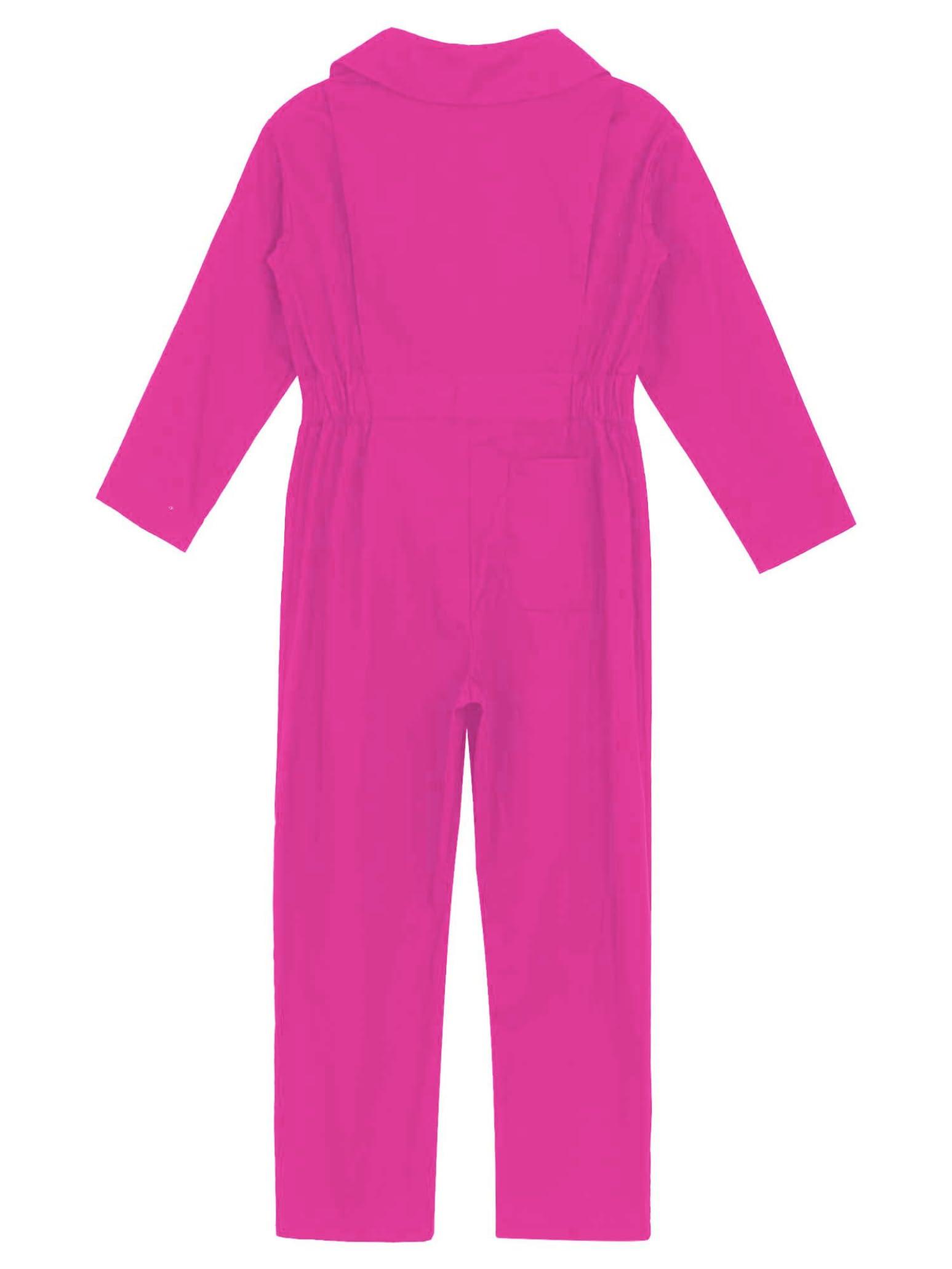 Shinsto Shinsto Kids Boys Girls Mechanic Costume Coverall Flight Suit Jumpsuit Dance Costume Halloween Cosplay Hot Pink 14 Years
