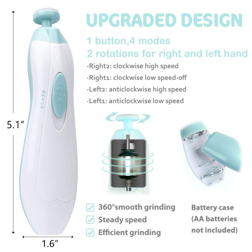 Consevisen Baby Nail Trimmer Electric Nail File Baby Nail Clippers, 20 in 1 Safe Nail Filer Grinder Kit for Newborn Infant Toddler Kids or Adults Toes Fingernails Care Trim Polish, Led Light and Grinding Heads