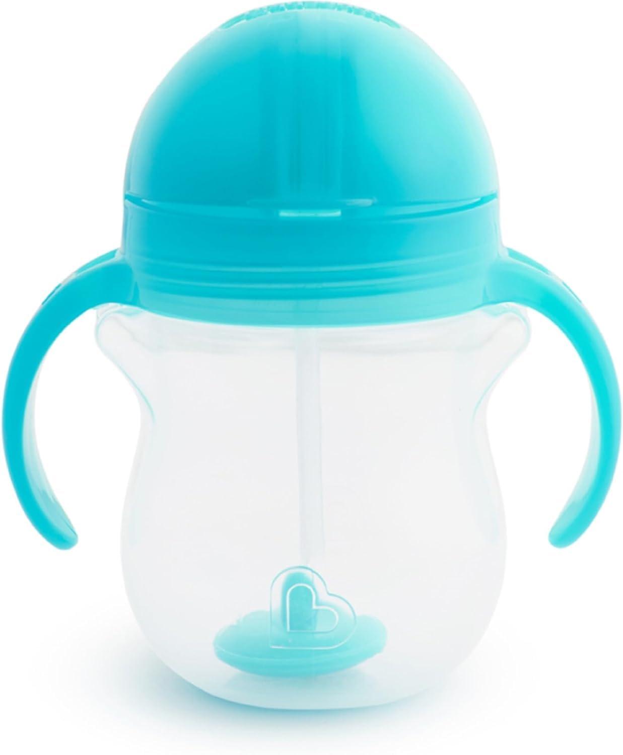 Munchkin Munchkin Weighted Straw Sippy Cups for Toddlers 7oz, Leak Proof, Easy to Hold-Great toddler cups with straws, Supports Straw-use Education, Straw Cups (Purple/Blue)