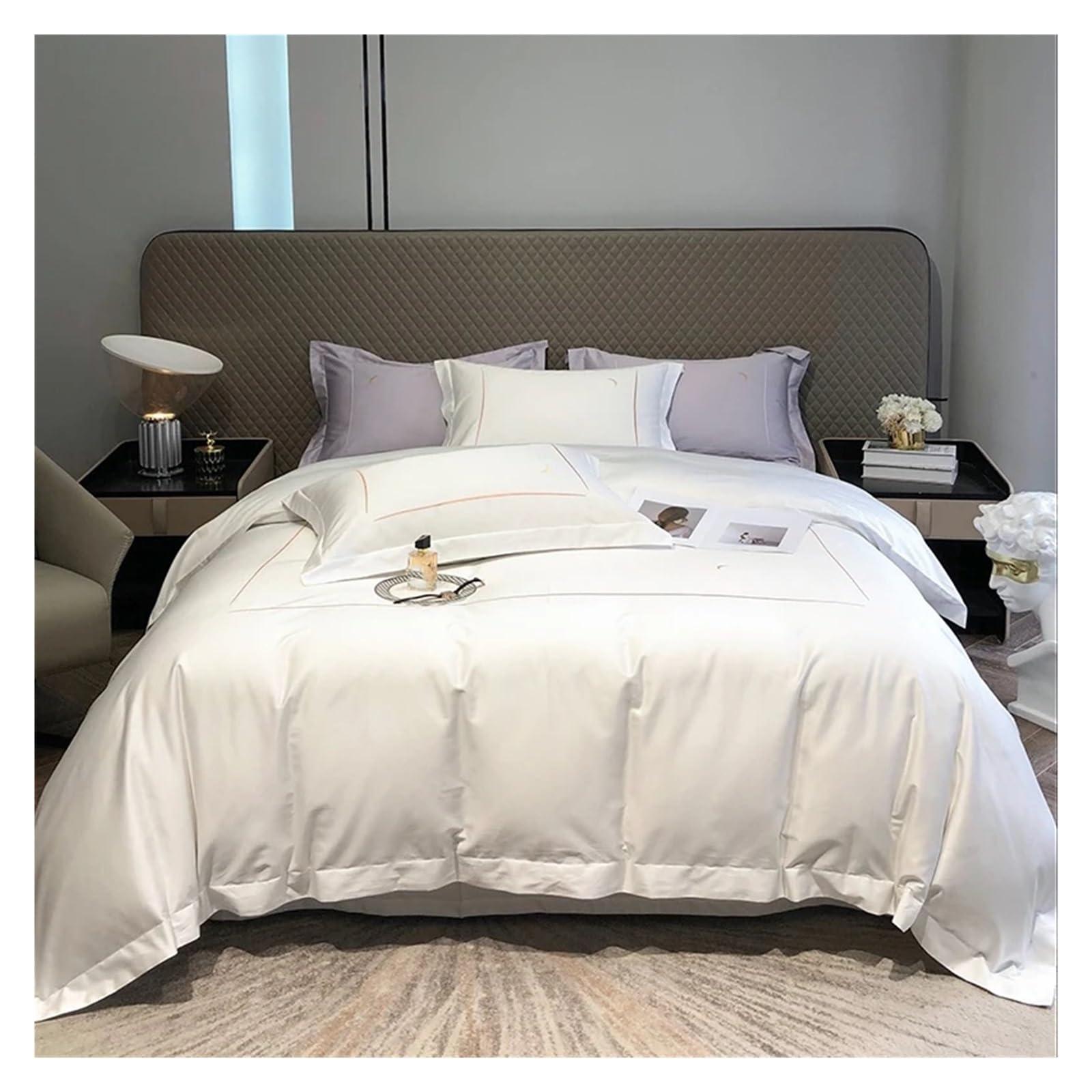 VSVE VSVE Luxury 1000TC Egyptian Cotton Bedding Set 1 Lines Embroidery Duvet Cover Set with Sheet Covers Pillowcases Bed Linen Bedding