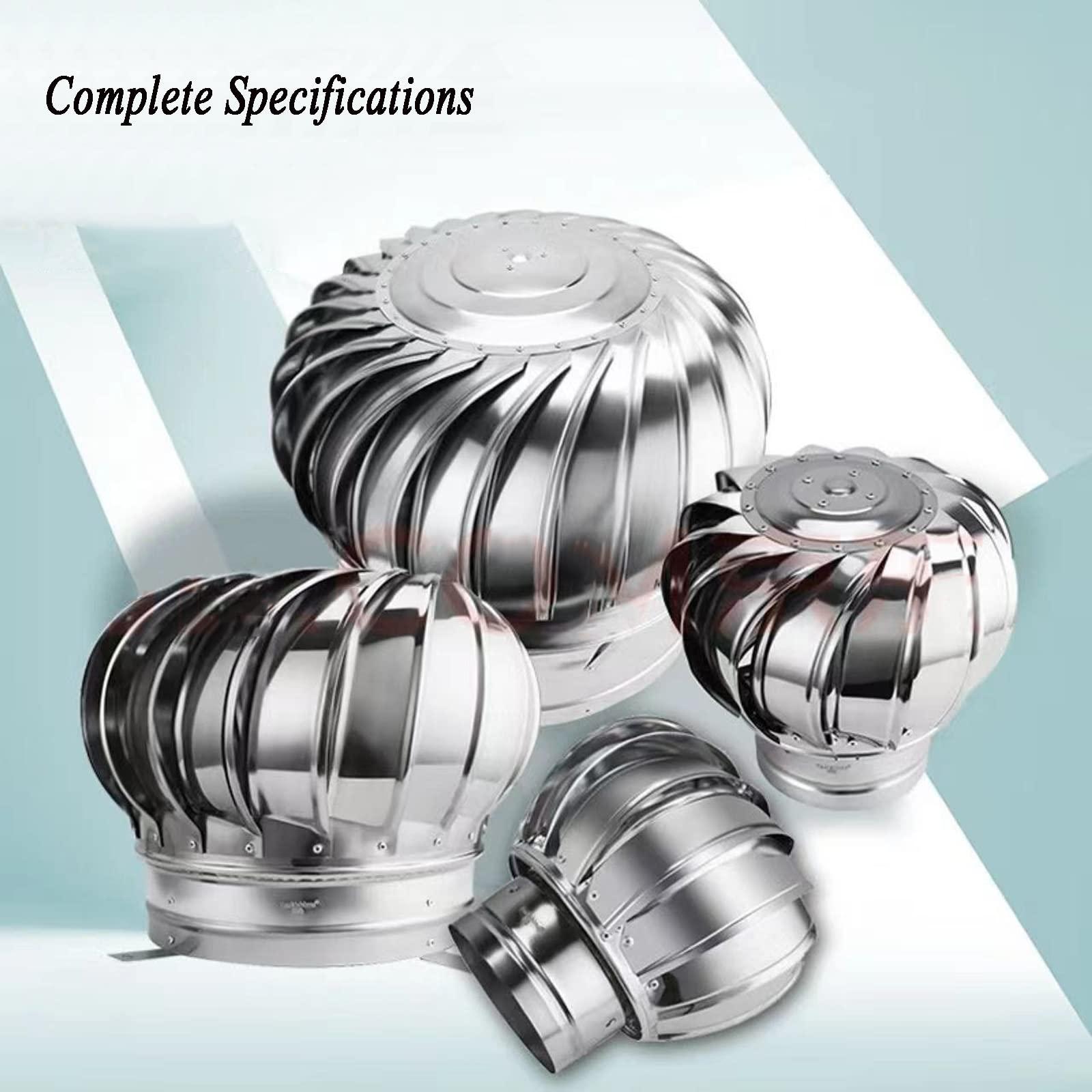JUCCJUXIN JUCCJUXIN Stainless Steel Rotating Chimney Cowl Cap, Rotating Cap, Chimney Spinner Pot Cap Anti-DowndraughtRotary Chimney Cowl Cap, for Flue Pipe Cover Cap Vent Top (Size : 250mm/9.84in)