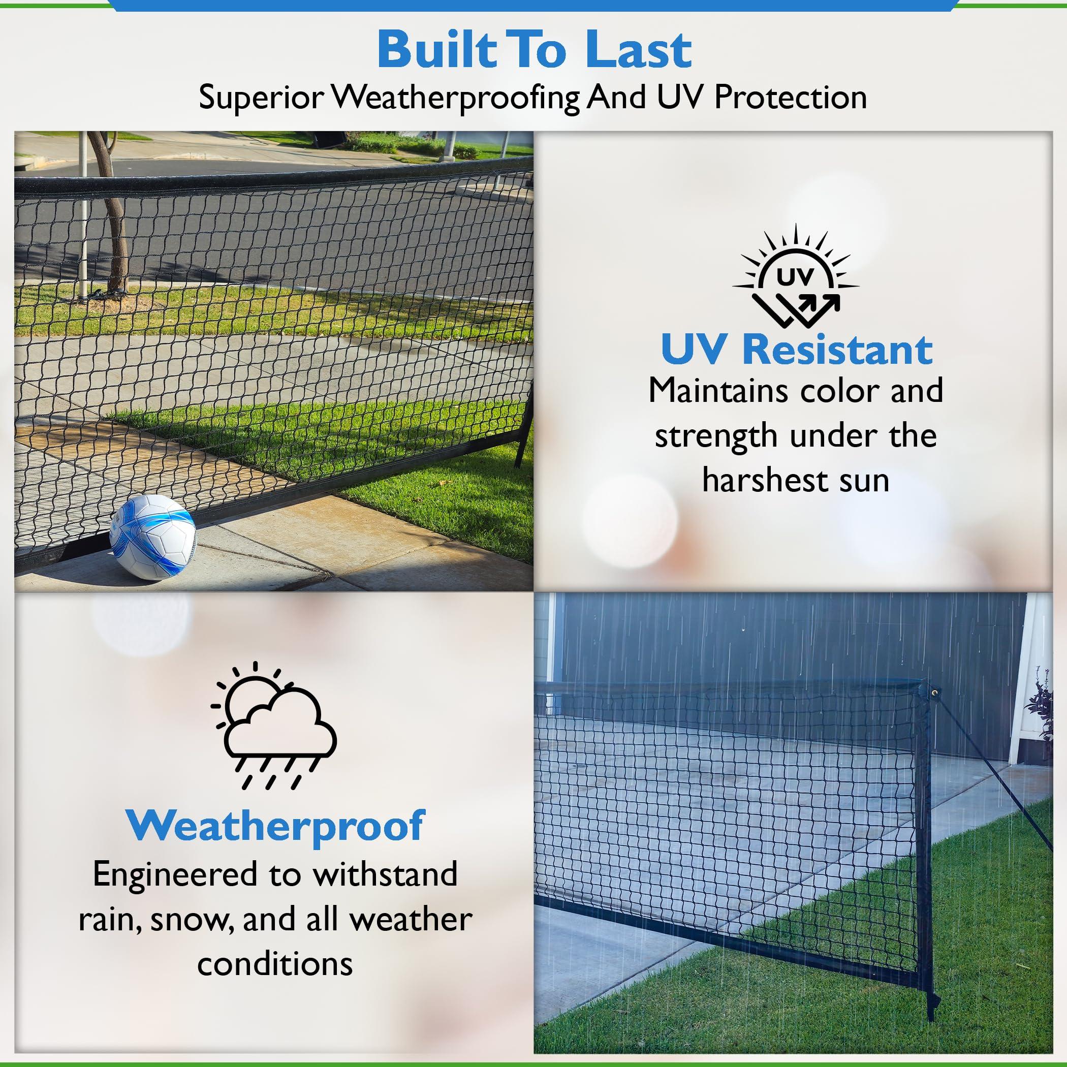 SAFER MEADOWS Driveway Net | 26' Wide 39" Tall Guard | Non Retractable Design Prevents Sag | Barrier Screen Stop Basketballs & Toys | Driveway Fence for Kids Safety