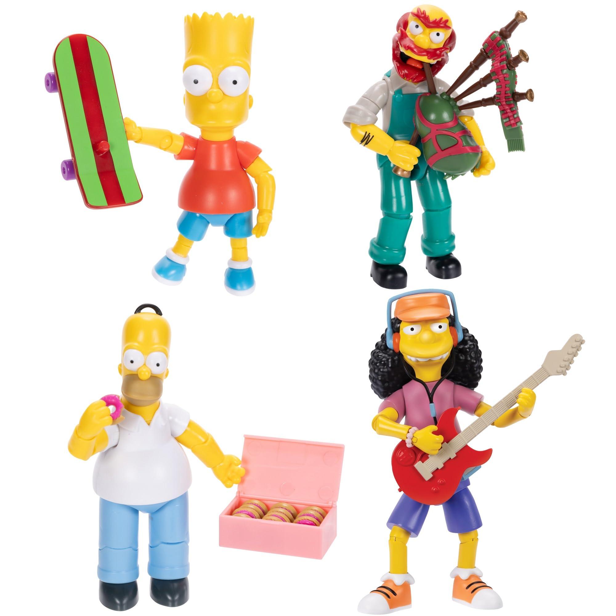 Disney Disney The Simpsons Action Figures 4-Pack 5-Inch Collectible Figures from Jakks Pacific's Wave 1 - Homer, Bart, Groundskeeper Willie, and Otto