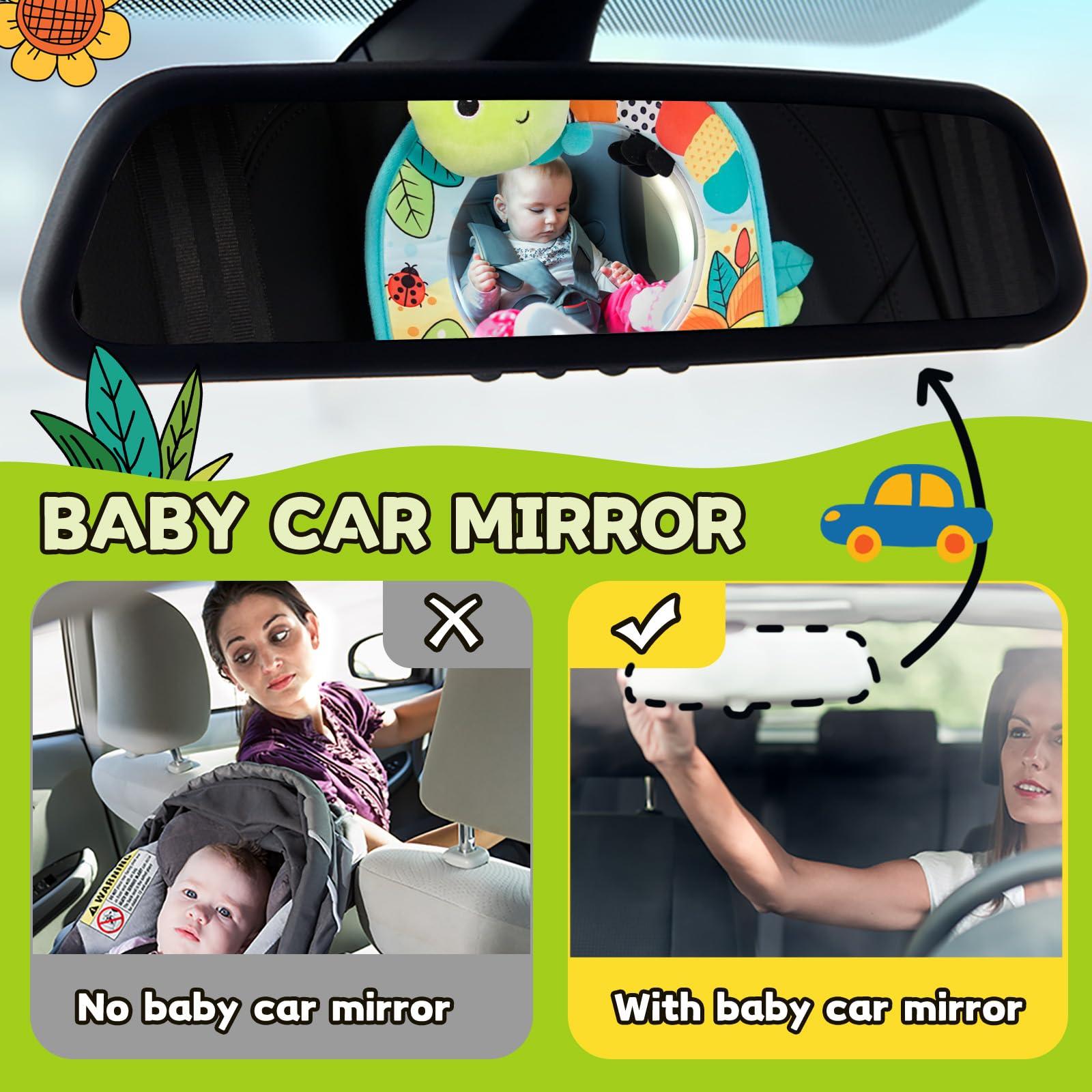 Koty Koty Infant Car Seat Toy - Kick and Play Activity Center with Mirror, Teether and Crinkle Paper, Fun Travel Baby Toy for Rear Car Seat, Easier Drive with Newborns, Babies