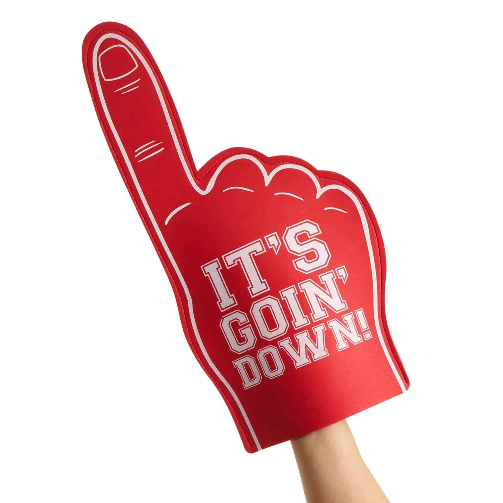 Okuna Outpost Okuna Outpost 2 Pack Red Foam Fingers #1, It\'s Goin\' Down for Sports Fan Accessories, Cheering, Party Favors, 17.5 Inch Giant Foam Hand