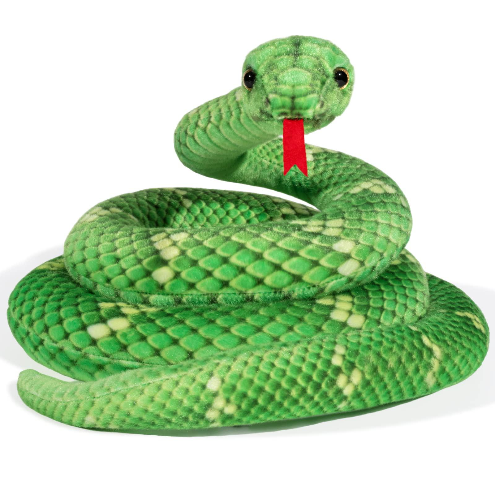 MGZTTHW MGZTTHW Snake Plush, 71 in Stuffed Snake Animal, Large Toy Snakes for Kids, Giant Stuffed Animals Snake, Lifelike Plush Snake for Birthday Present Party Prank Prop (Green)