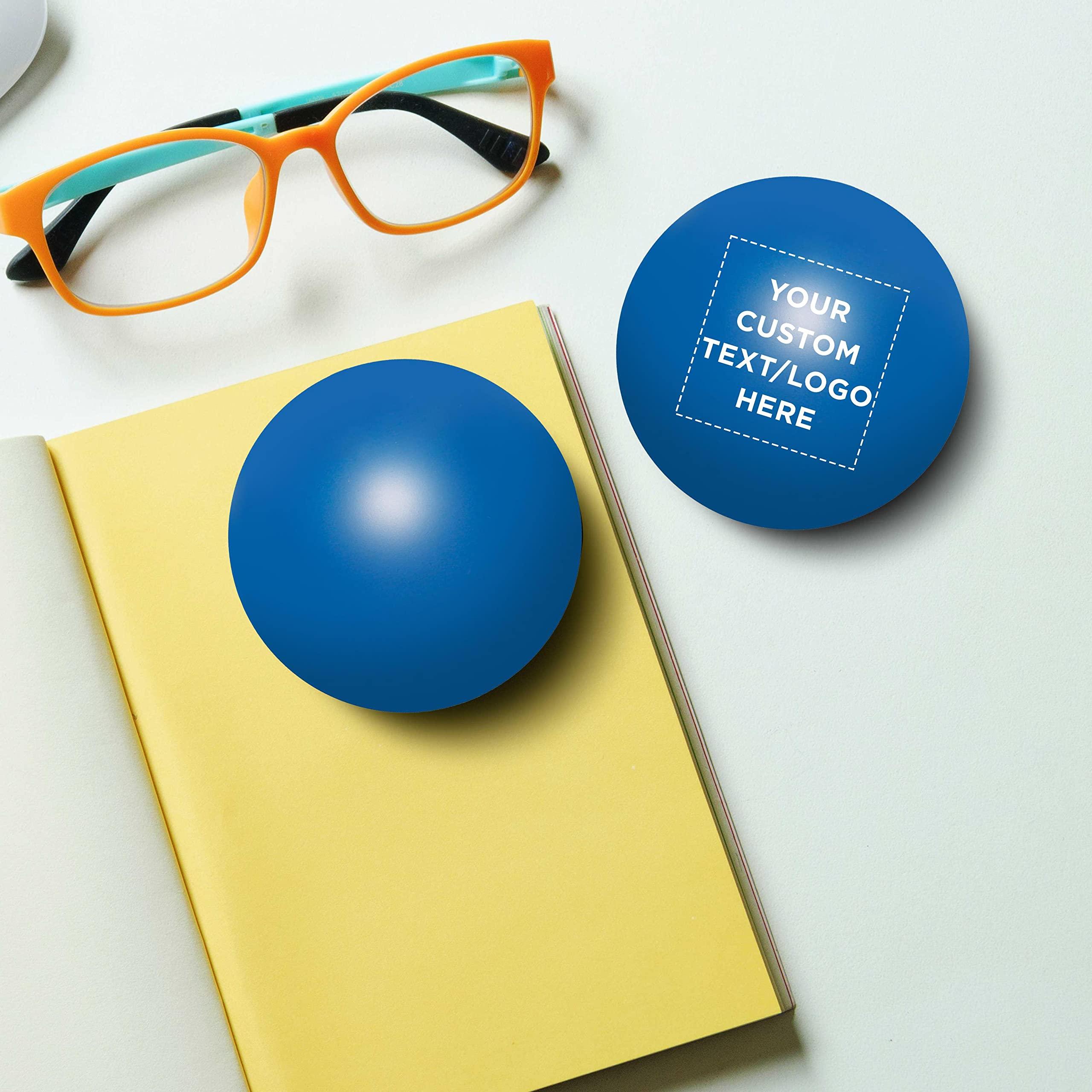 DISCOUNT PROMOS Custom Stress Balls for Adults Set of 50, Personalized Bulk Pack - Relief, Perfect for Your Desk, Office or Home - Blue