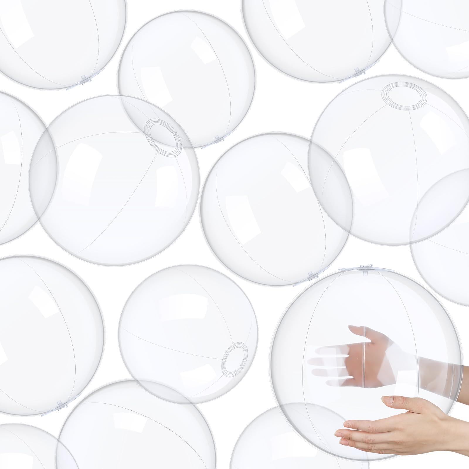 Hungdao Hungdao 12 Pieces Inflatable Clear Beach Ball Inflatable clear balls for Halloween Party DIY Ball Transparent Swimming Pool Ball Party Decorations Favors Supplies(16 Inch)