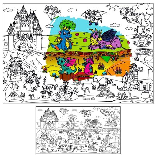 ALEX Art ALEX Art, Large Coloring Poster - Dragon Big Giant Coloring Sheets - Family Jumbo Wall Coloring Pages - Super Huge Coloring Posters for Kids - Children Table Floor Poster Size 38.5”x26.7”
