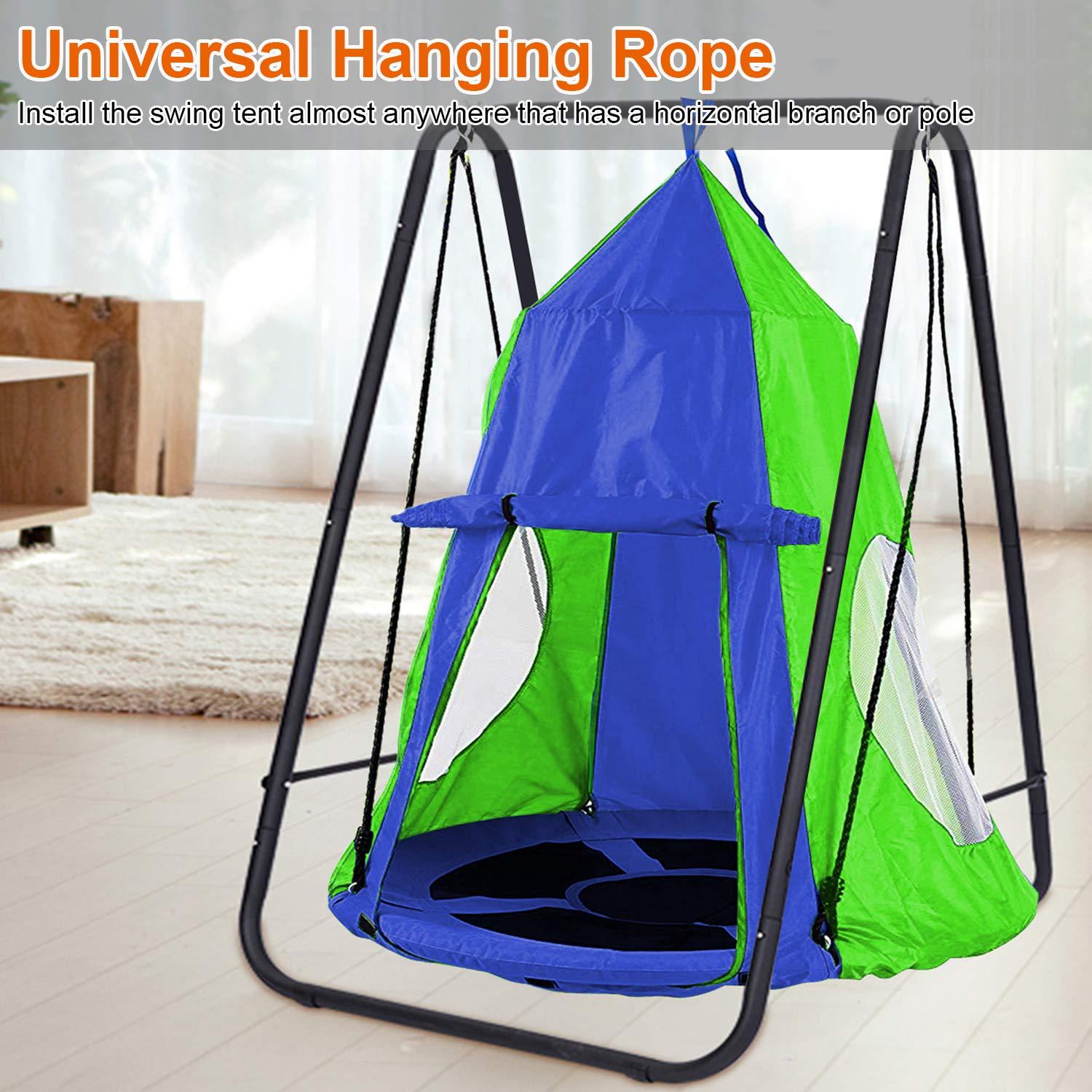 RELIANCER Hanging Tree Swing Tent Waterproof Backyard Hammock Chair Max Capacity 600lbs Detachable Play Tent Swing Play House Castle Nest Pod Indoor Outdoor Bedroom Ceiling Hanging Tent Camping Tree House