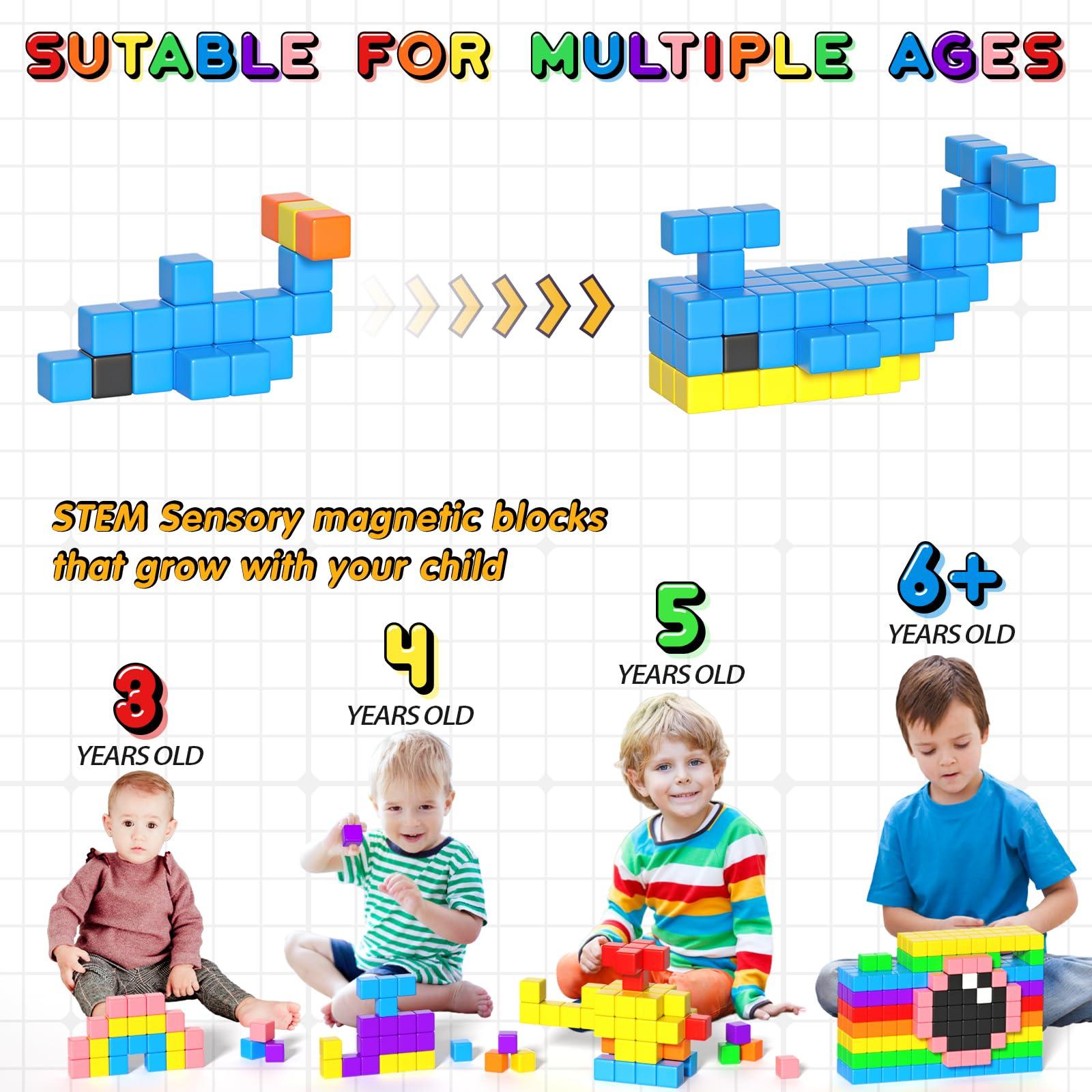 Apluses Apluses 96Pcs Magnetic Blocks, More Quantity can Create Bigger Buildings and Improve Children\'s Thinking