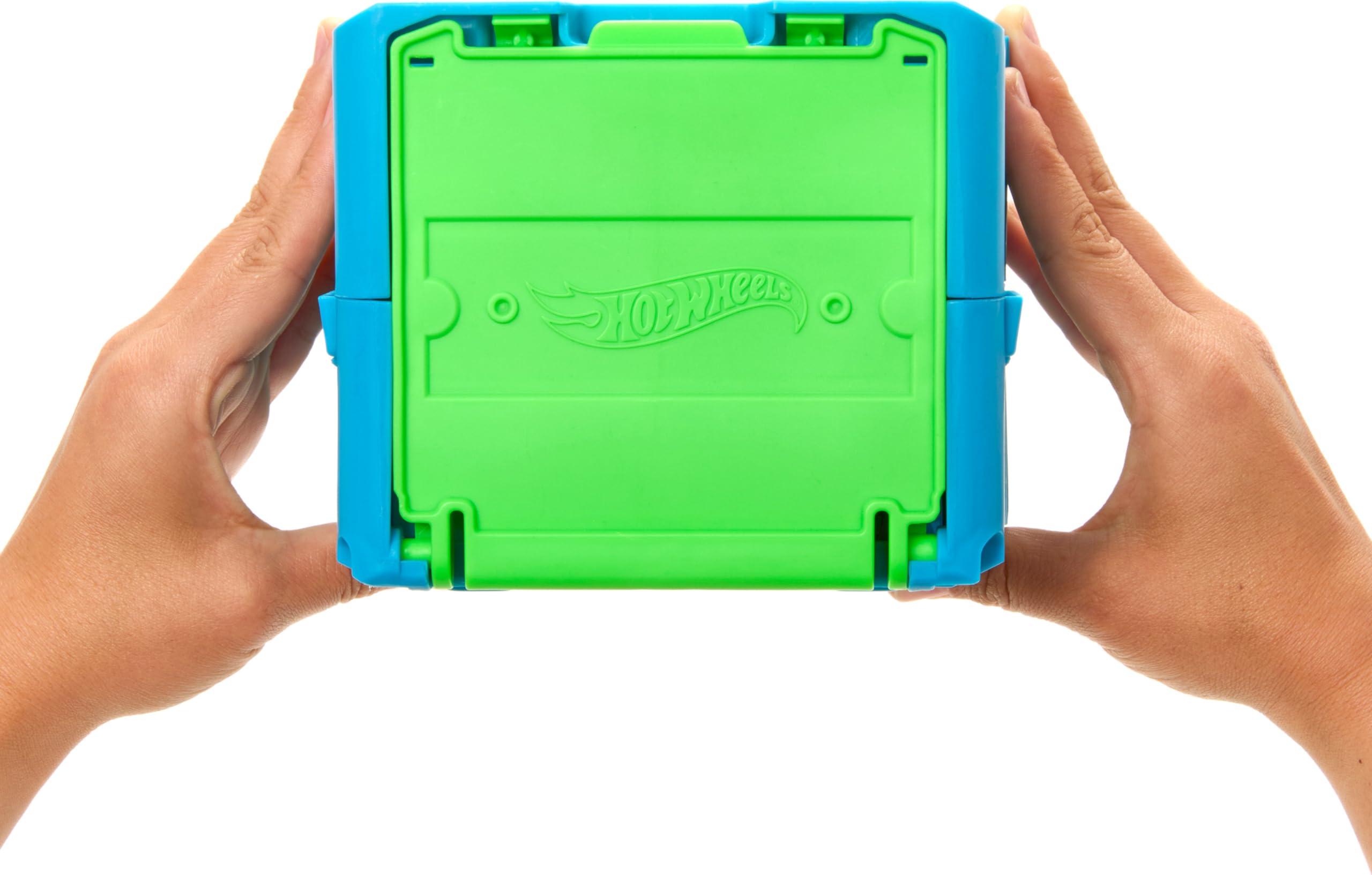 Hot Wheels Hot Wheels Toy Car Track Set, Track Builder Toxic Super Jump Playset with 1:64 Scale Vehicle & 10 Component Parts in Modular Storage Box