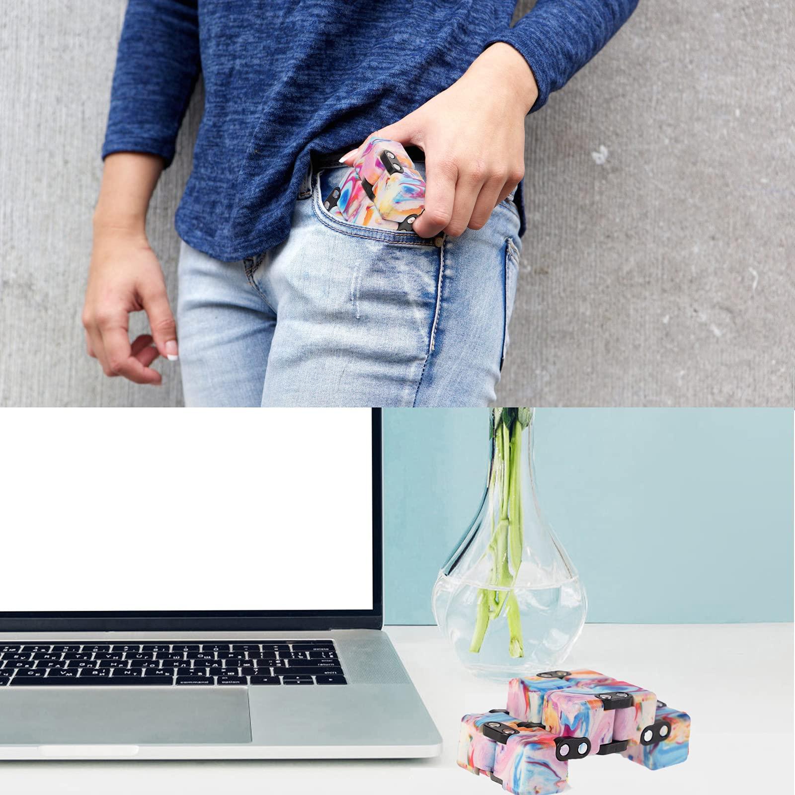 Aionly GYMLAN Infinite Cubes, Aionly Heavy/Rounded Corners Stress Relief Infinite Cube Fidget Toy, Mini Hand-Held Puzzle Flip Fidget Cube for Adults/Kids, Christmas Stocking Filler Gift for Boys Girls (Pink)