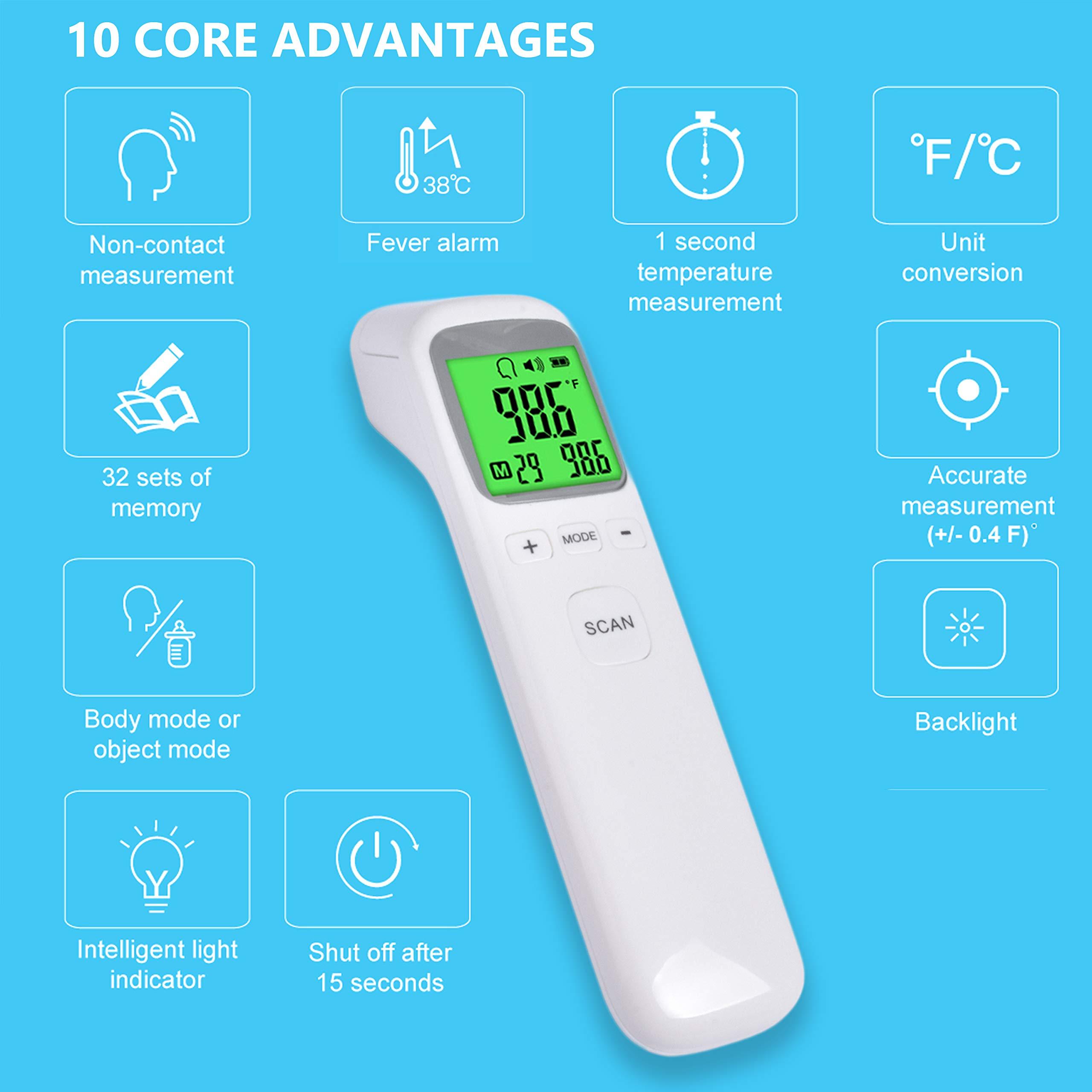 SANSHIELD SANSHIELD Non-Contact Forehead Thermometer - Infrared Digital Thermometer for Adults Kids Elderly, Touchless Temperature Scanner for Fever with Body and Object Modes (Batteries NOT Included)