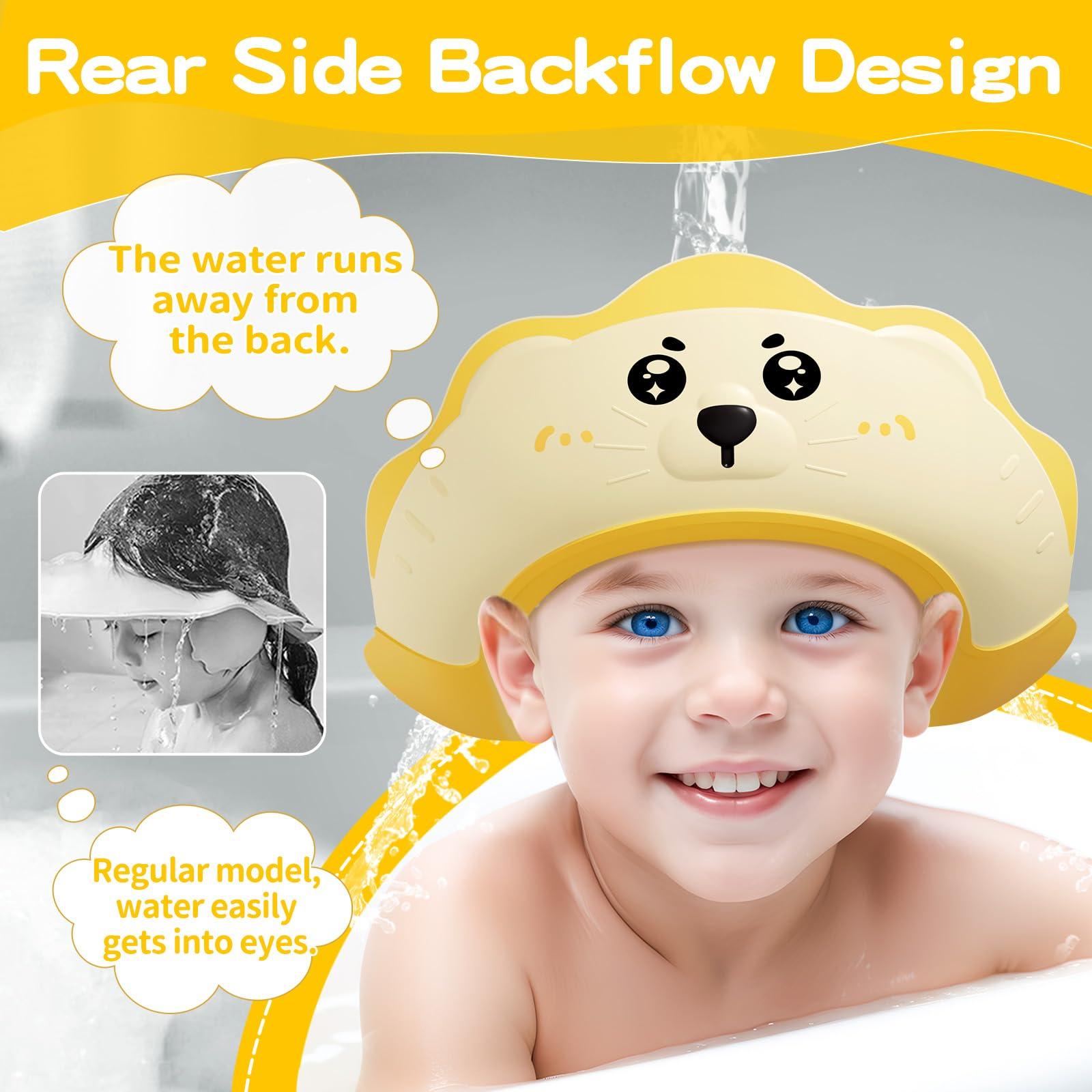 Lonlown Baby Shower Cap for Kids,Adjustable Bath Visor for Toddler Shower Cap for 1-10 Years Old Kids,Soft Baby Bath Visor Protector Eye Ear,Washing Hair Fun
