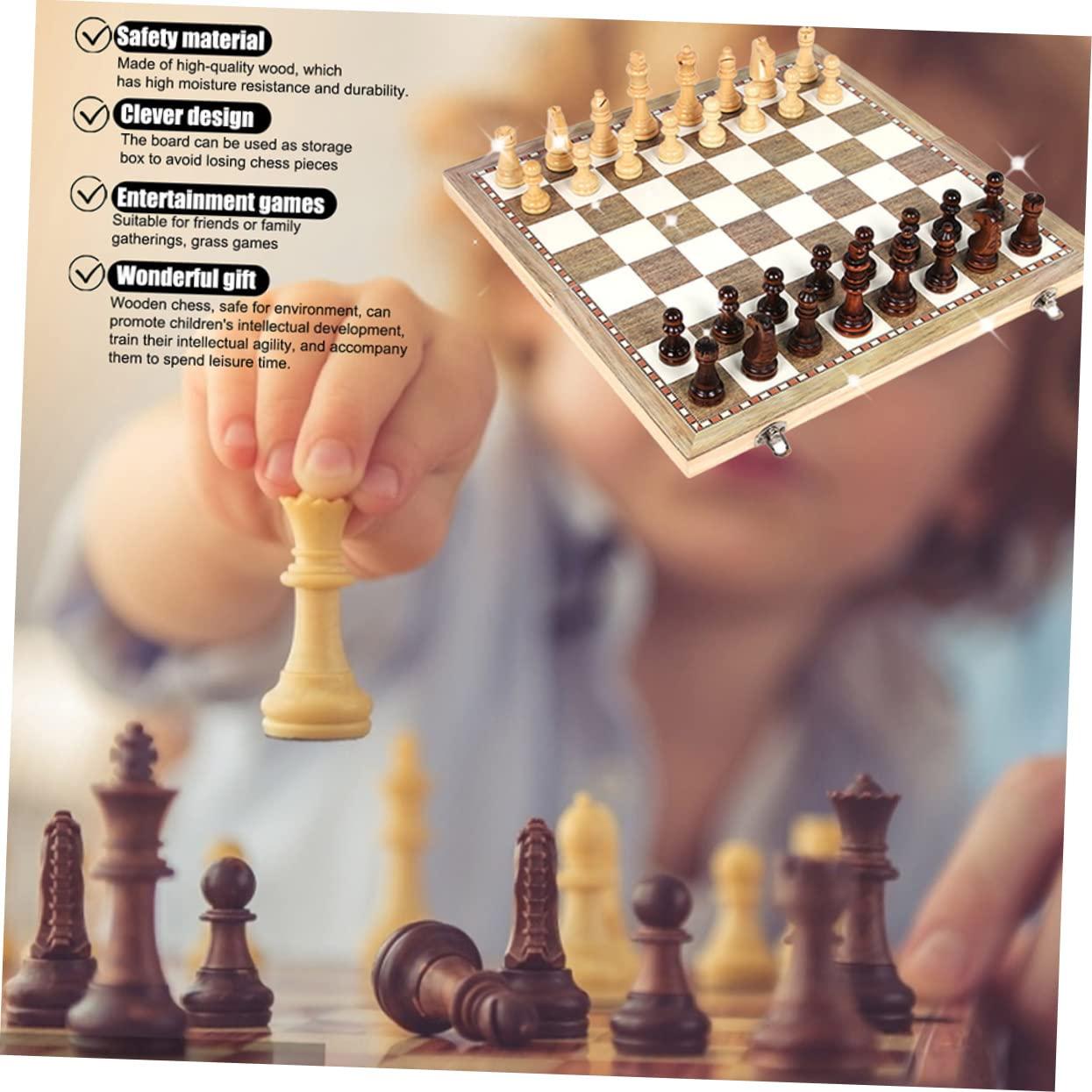 ibasenice ibasenice 1 Set International Chess Educational Chess Wooden Chess Kids Puzzle Plaything Chess Toy Wooden Folding Chess Adults West Chess Kids Toy Wood Chess Creative Chess Wooden West Chess